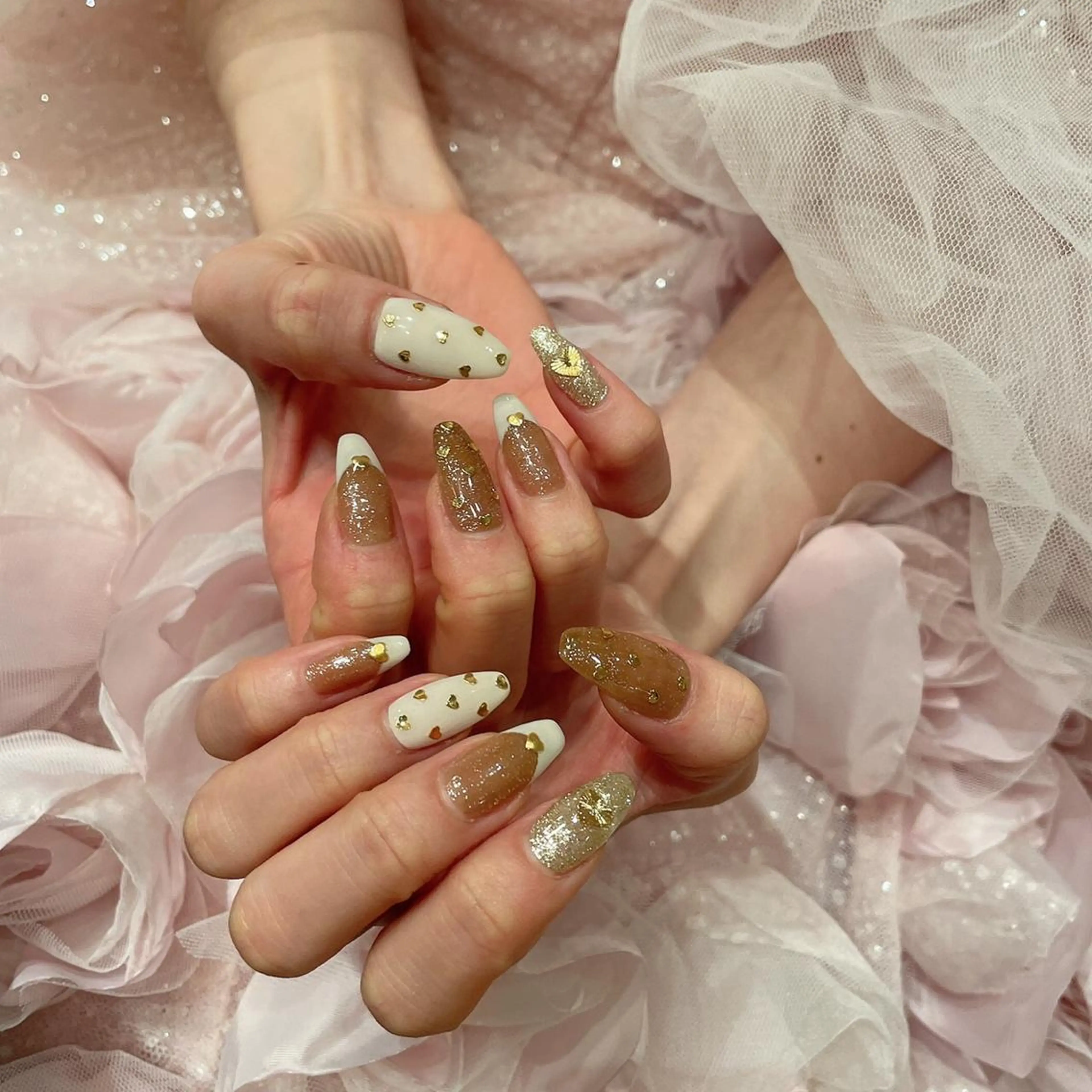 ネイル ハート ブライダルネイル ハンドネイル lilbondir. chiharuのネイルデザイン