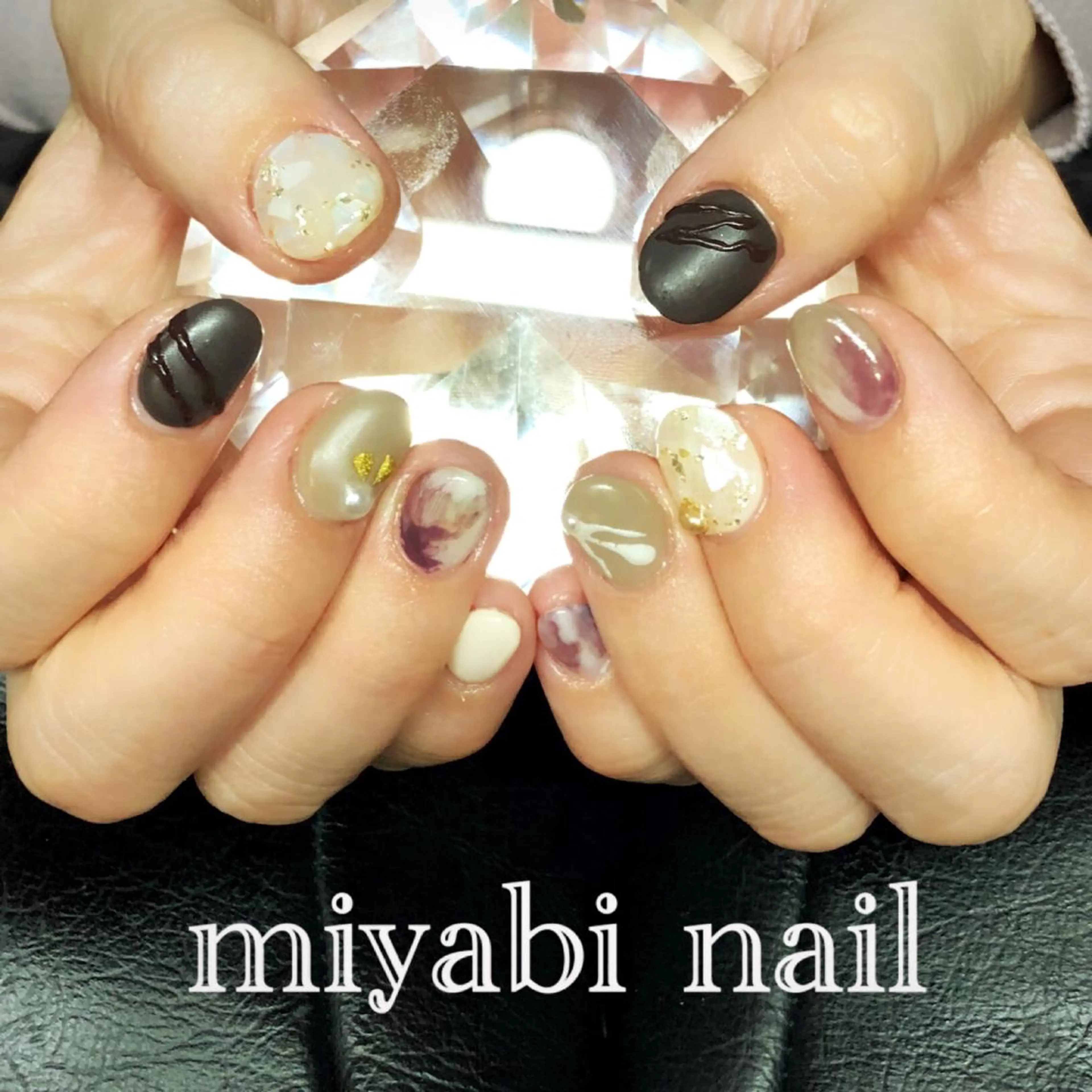 ネイル アートネイル ジェルネイル マットネイル 持ち込み ニュアンスネイル ハンドネイル miyabi nail 桂川駅近くのネイルデザイン