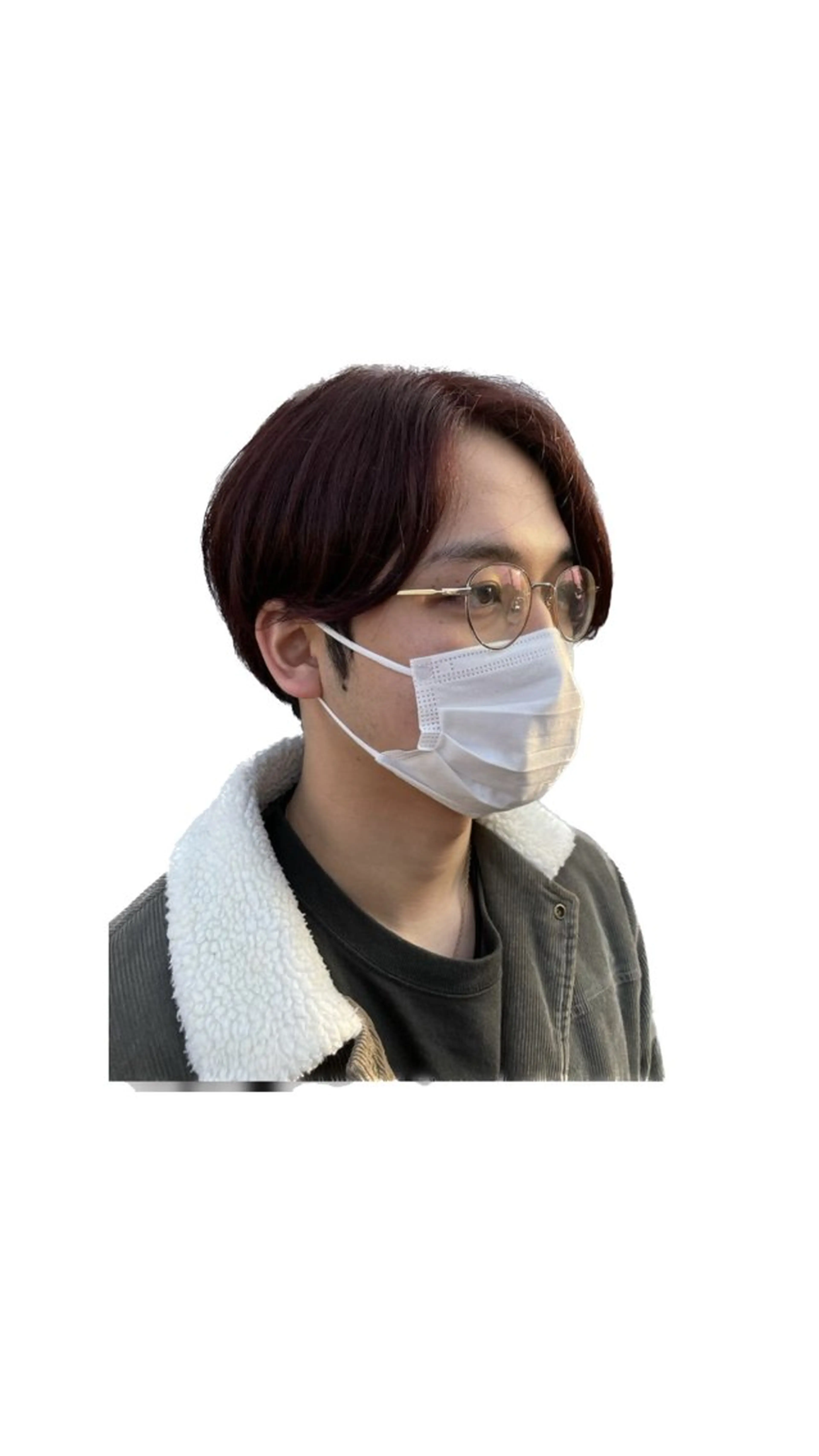 ショート カラー メンズ センターパート レッドカラー カット ヘアカラー トリートメント ナチュラル＆ラフヘア 松尾 凌のヘアスタイル