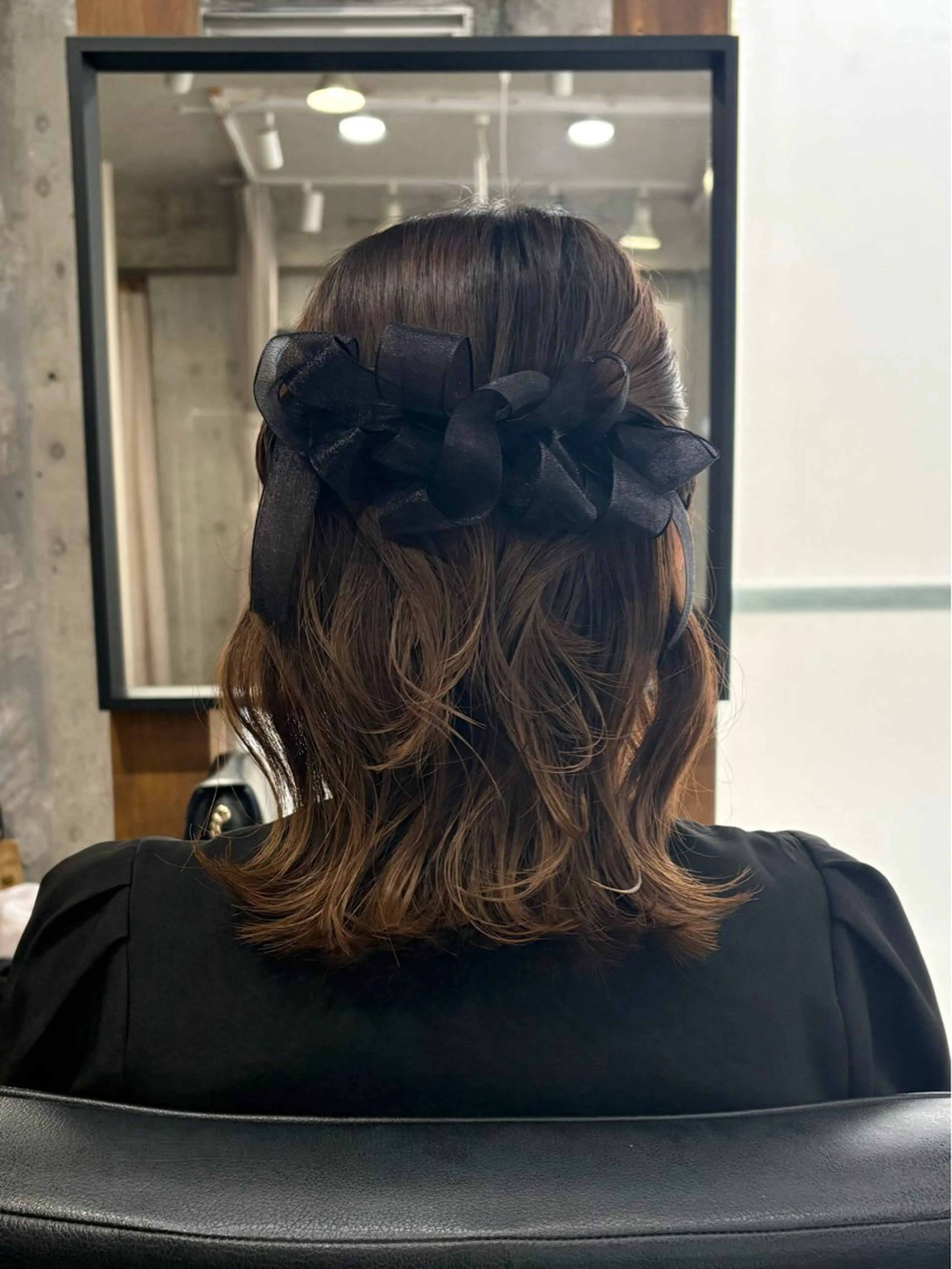 ミディアム ヘアアレンジ ハーフアップ ヘアセット 🍃YURI 🍃のヘアスタイル