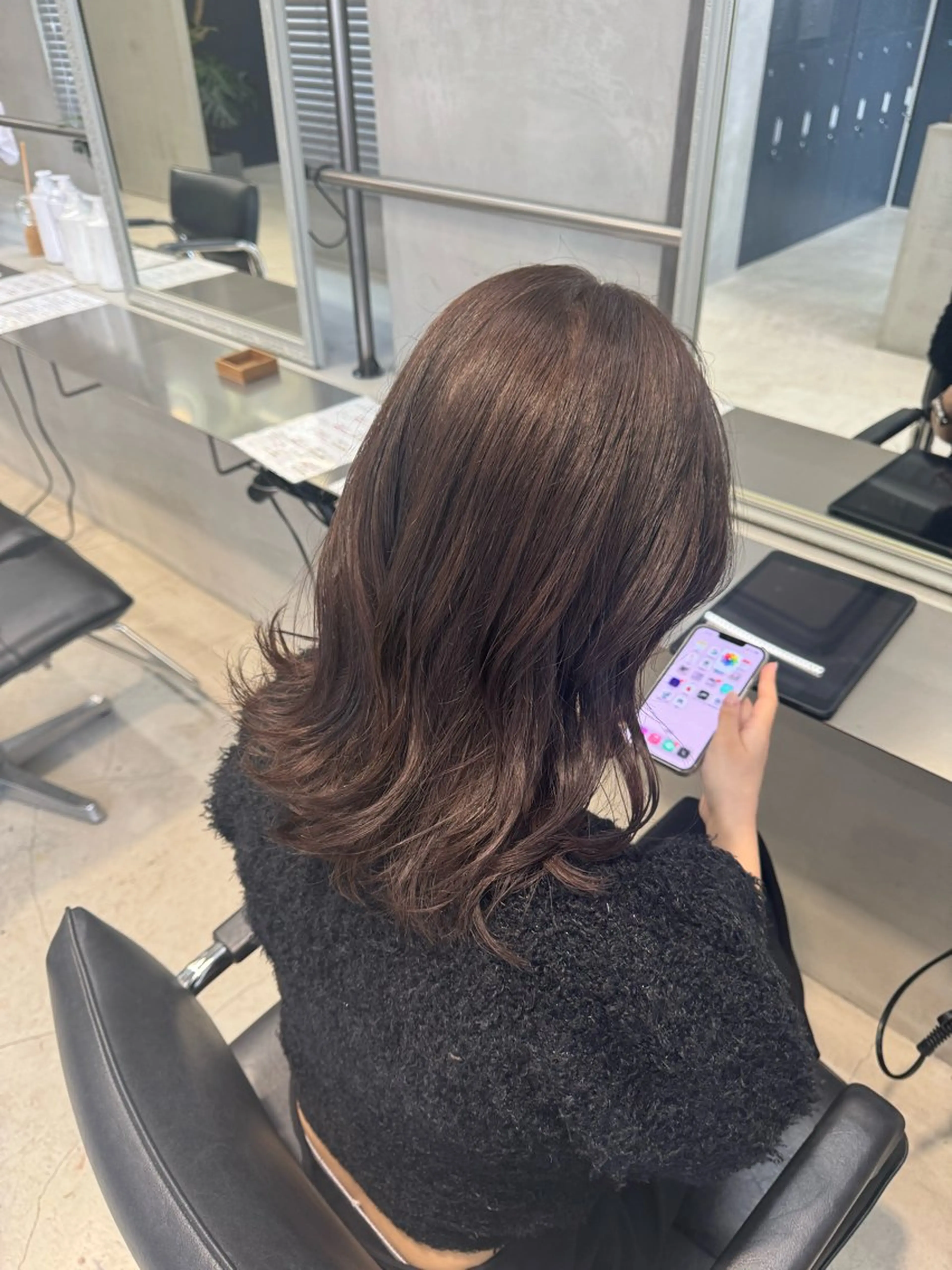ミディアム カラー ブラウンカラー tetohair ありもとみゆのヘアスタイル