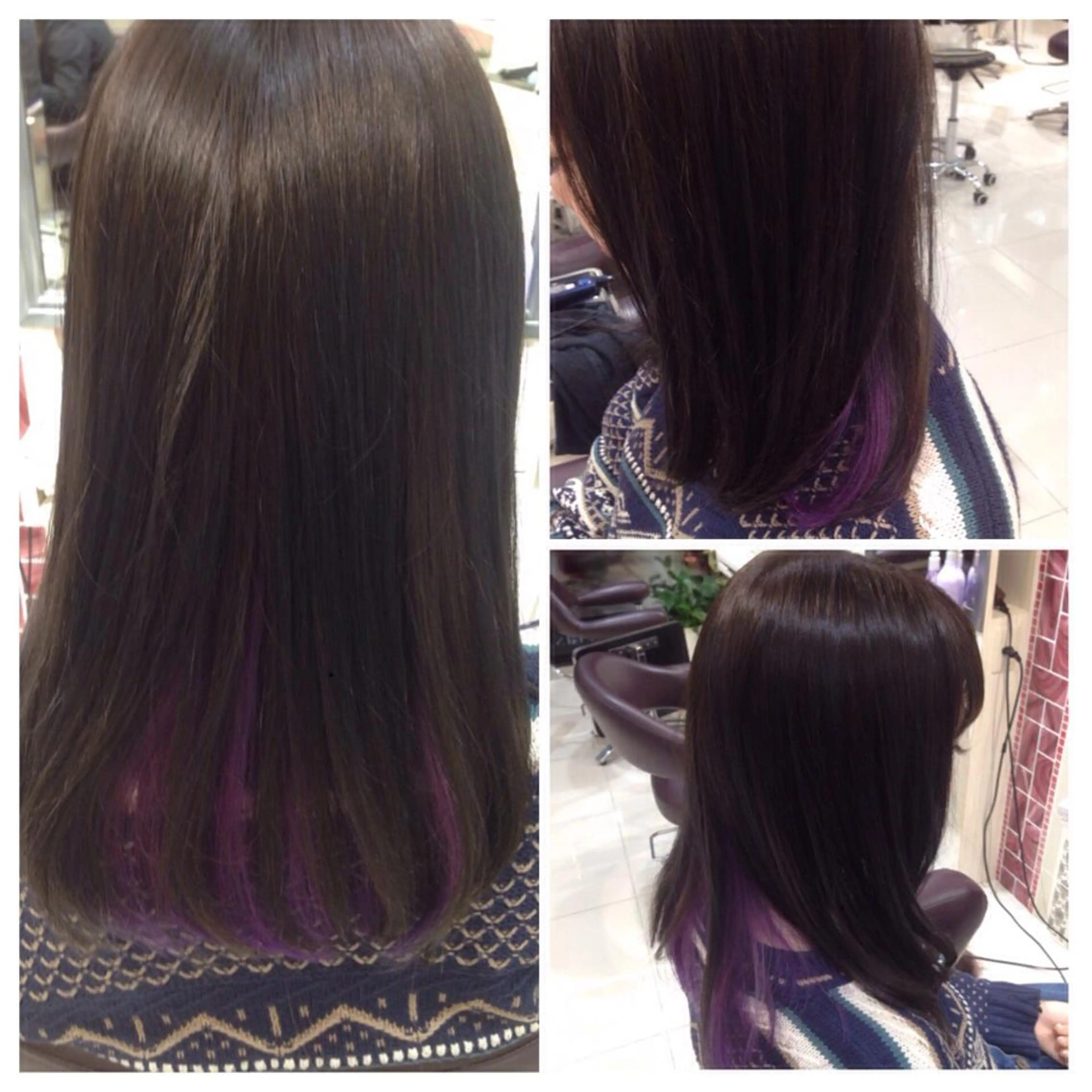 セミロング ロング カラー アッシュ インナーカラー パープルカラー ✨艶髪✨透明感✨ 山内大樹のヘアスタイル