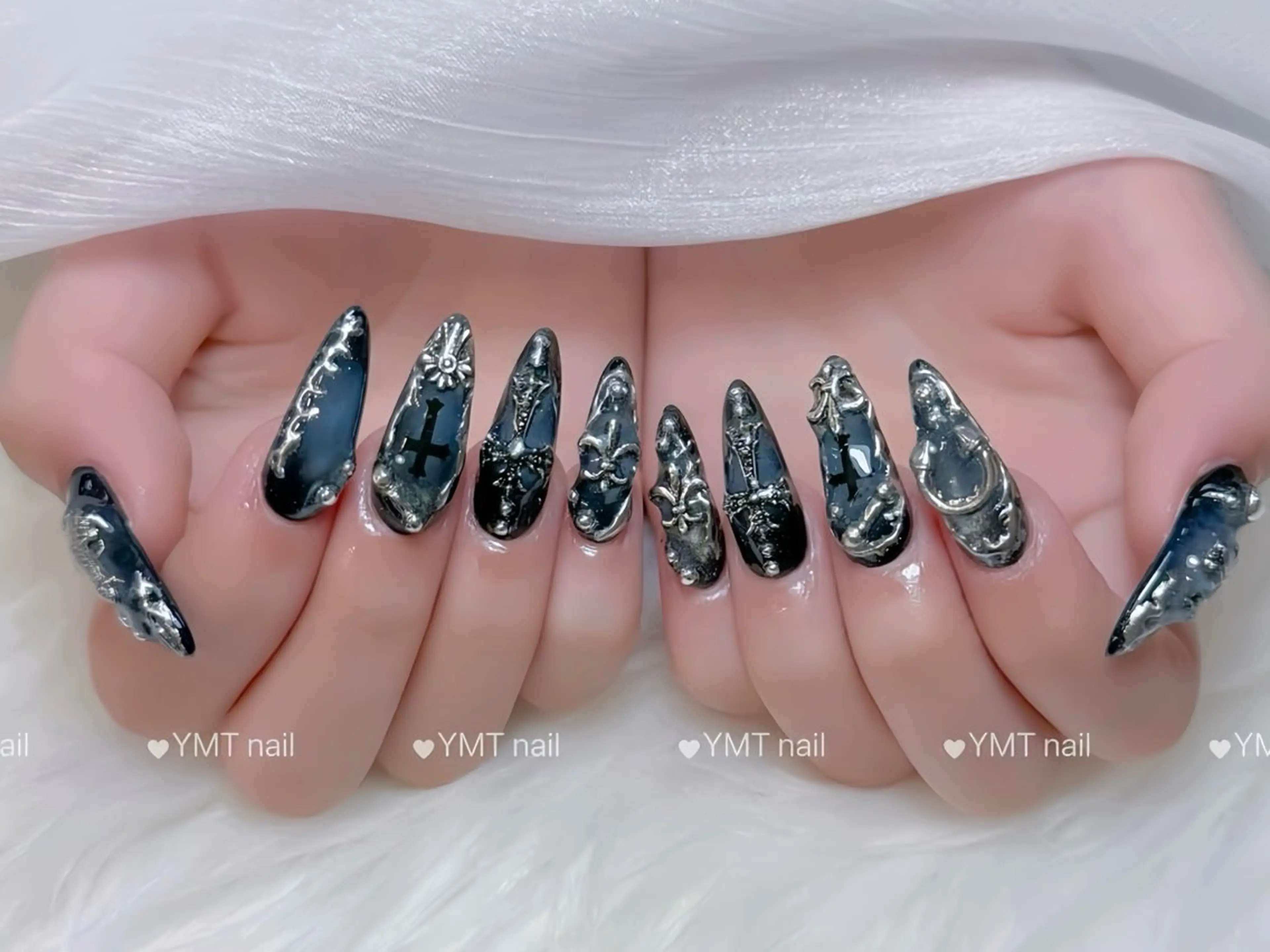 ネイル 長さ出し フットネイル ジェルネイル 韓国ネイル マグネットネイル ハンドネイル YMT NailStudioのネイルデザイン