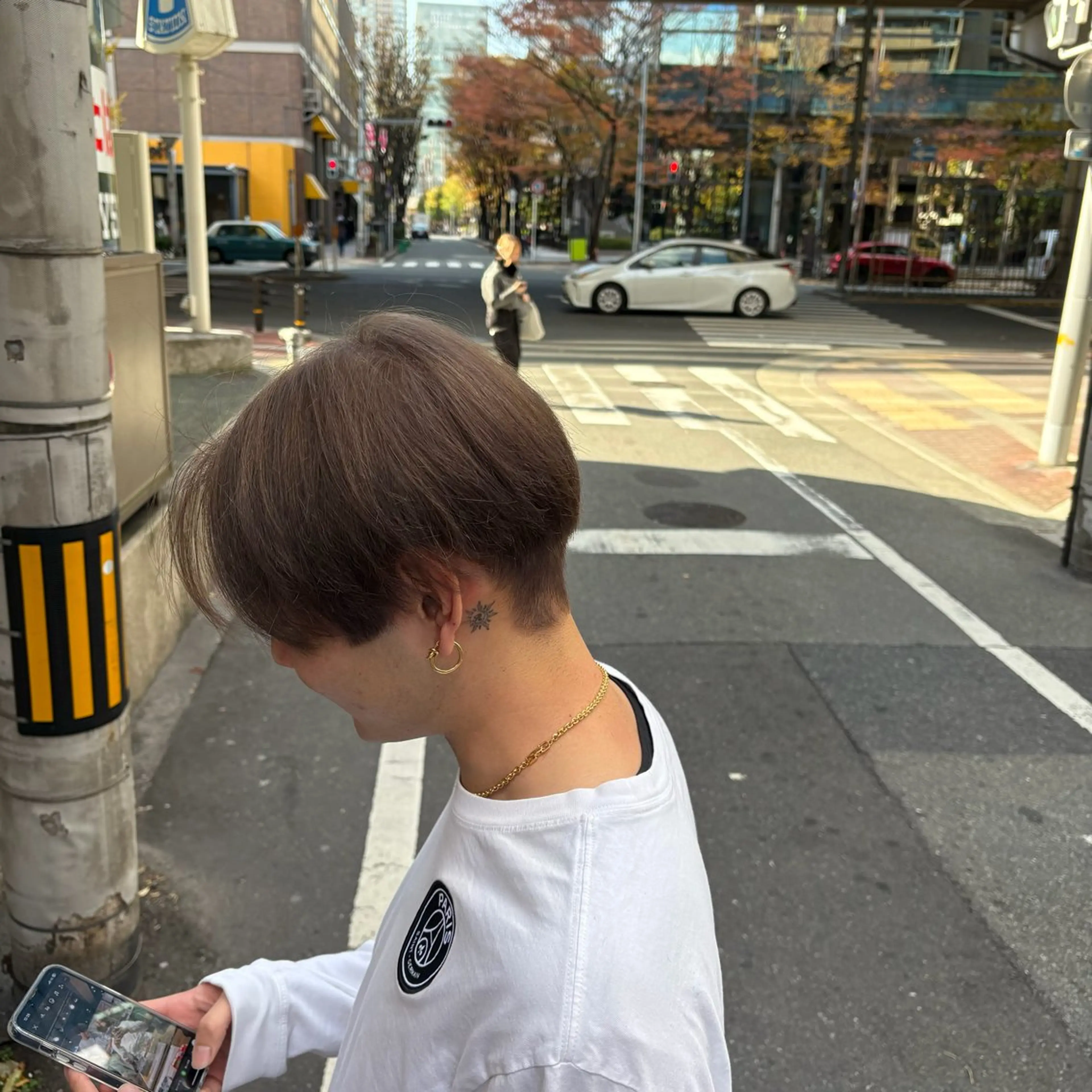 ショート カラー ベージュカラー ピンクカラー ピンクベージュ ヘアカラー 手嶋 理仁のヘアスタイル