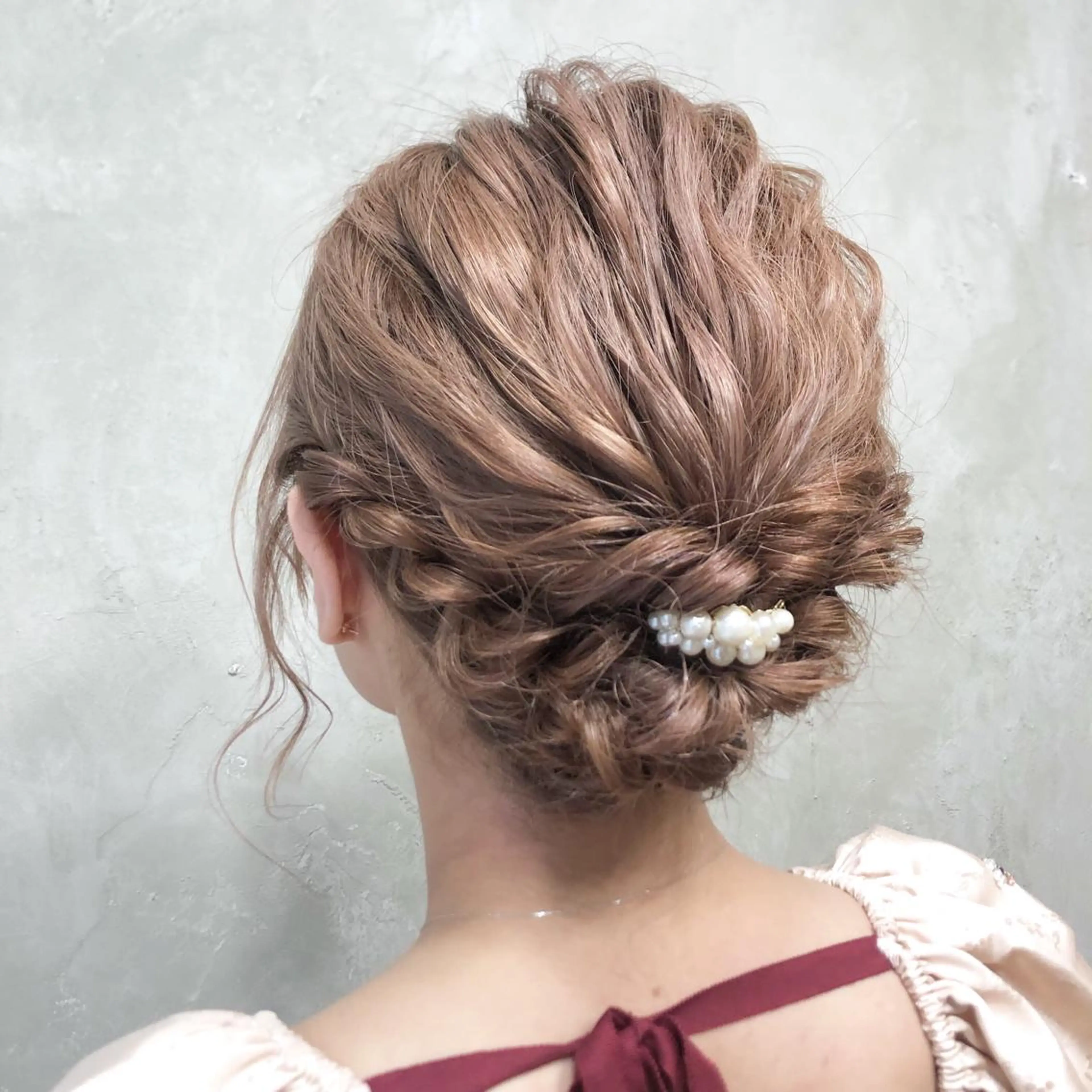 ミディアム カラー パーマ ヘアアレンジ メンズ 艶ピンク*ヘアセット 🌙shioriのヘアスタイル