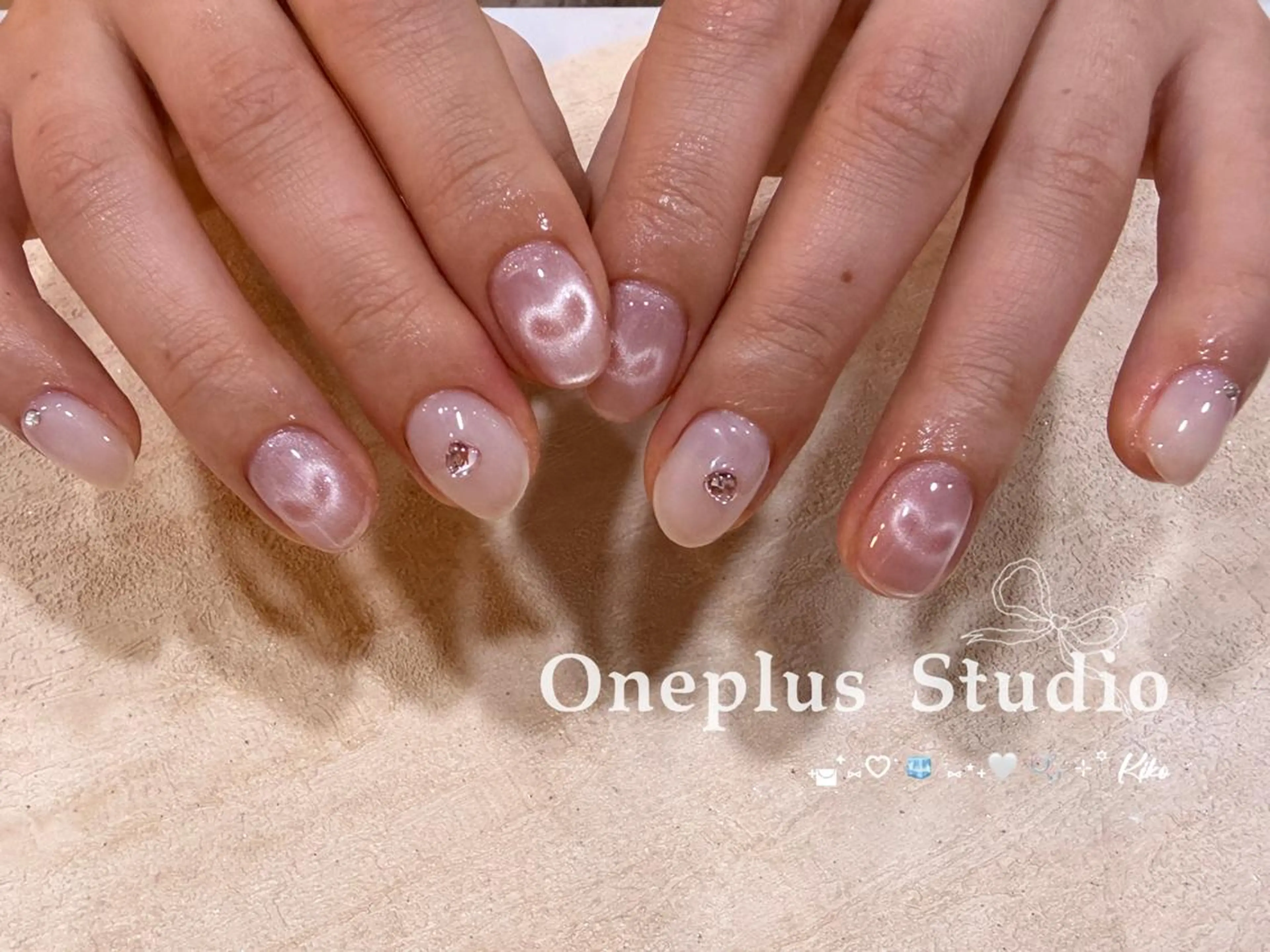 ネイル アニマル柄 ボルドー ブラウン フレンチネイル マグネットネイル One plus StudioNailのネイルデザイン