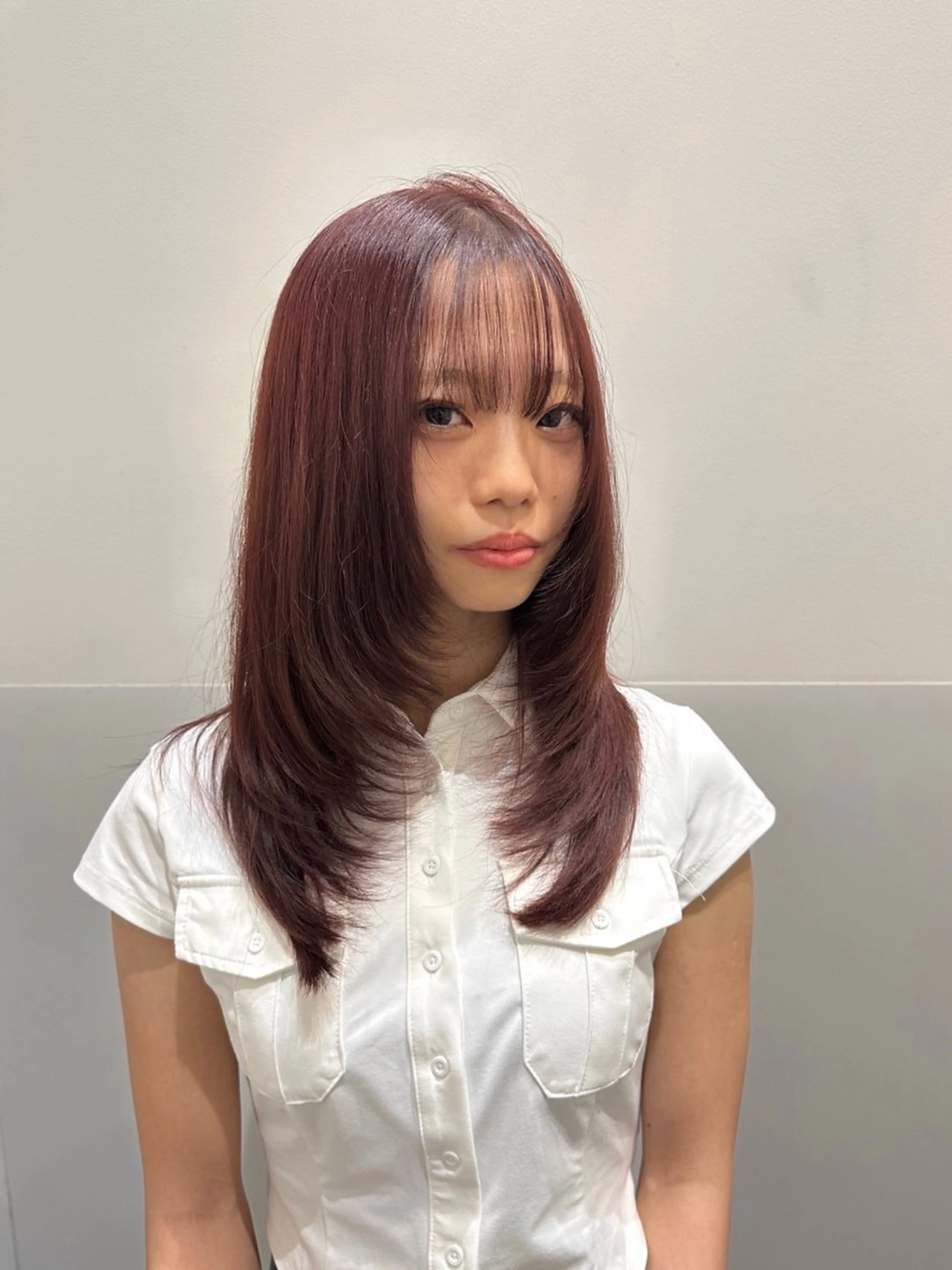ロング カラー ブリーチ ブリーチなしカラー ピンクカラー ローズカラー レイヤーカット カット ヘアカラー トリートメント 矢野 晃平のヘアスタイル