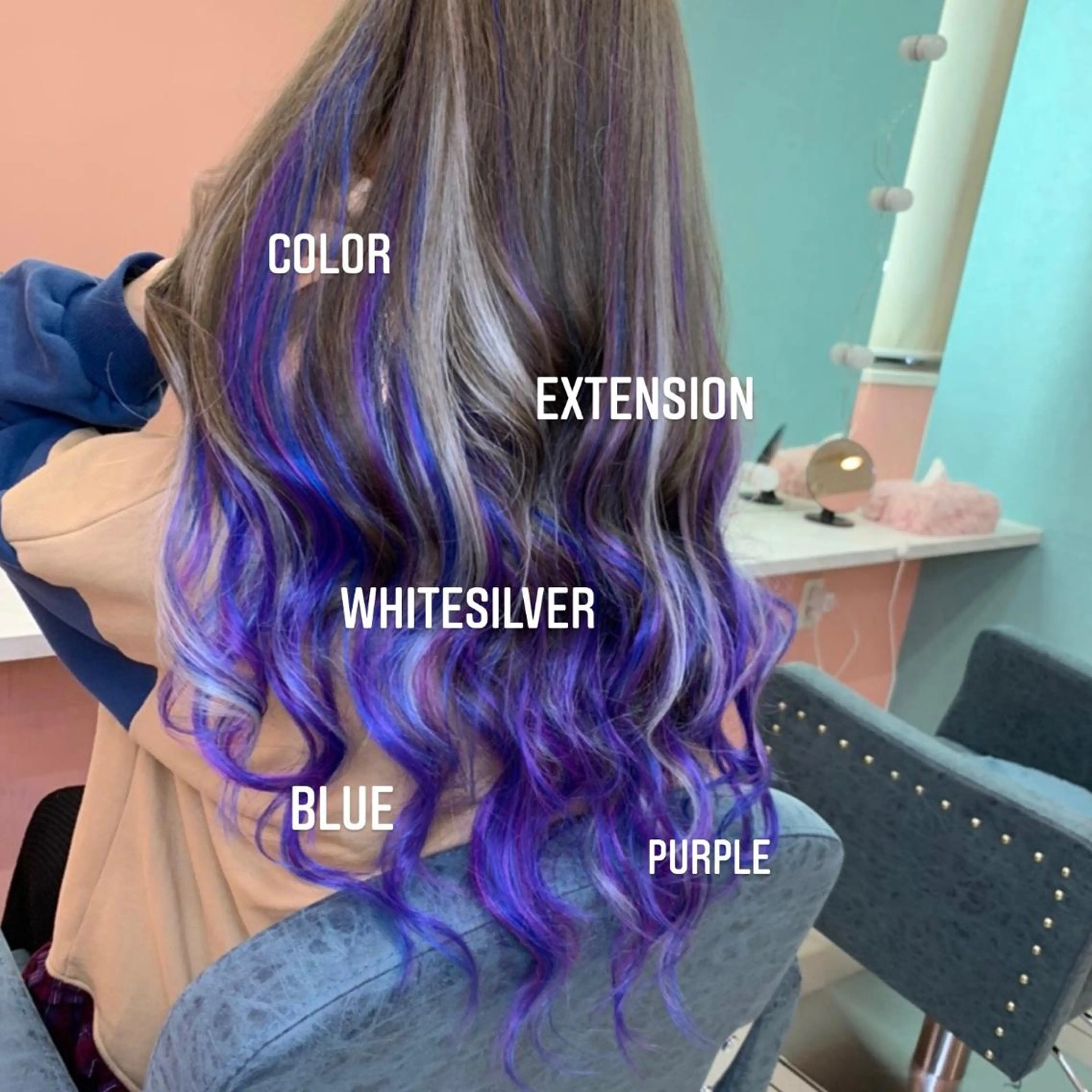 ロング カラー エクステ エクステ🩵ブリーチ 韓国ヘア🩵KAEのヘアスタイル