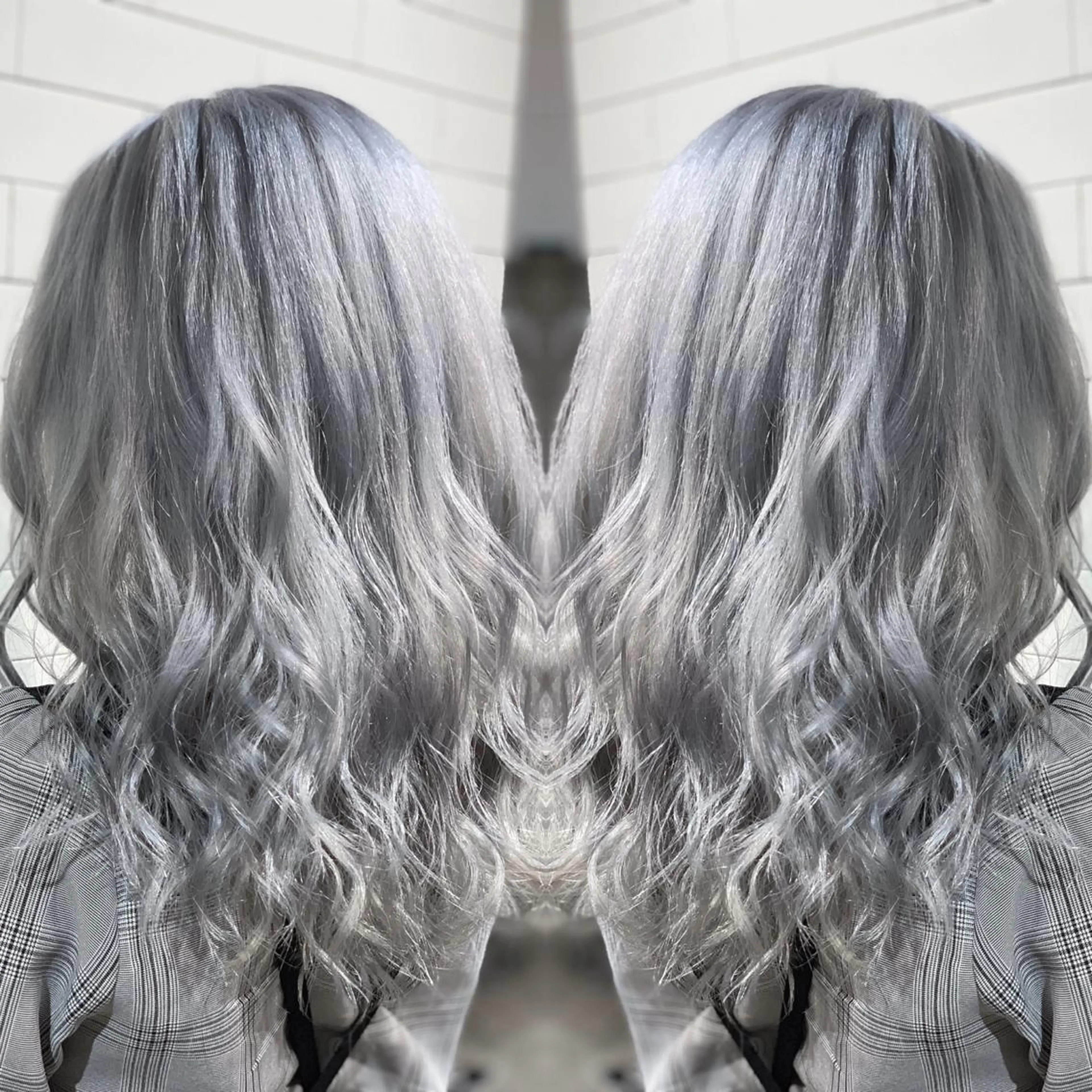 セミロング カラー ヘアアレンジ 髪質改善×ハイトーン 中田啄也のヘアスタイル