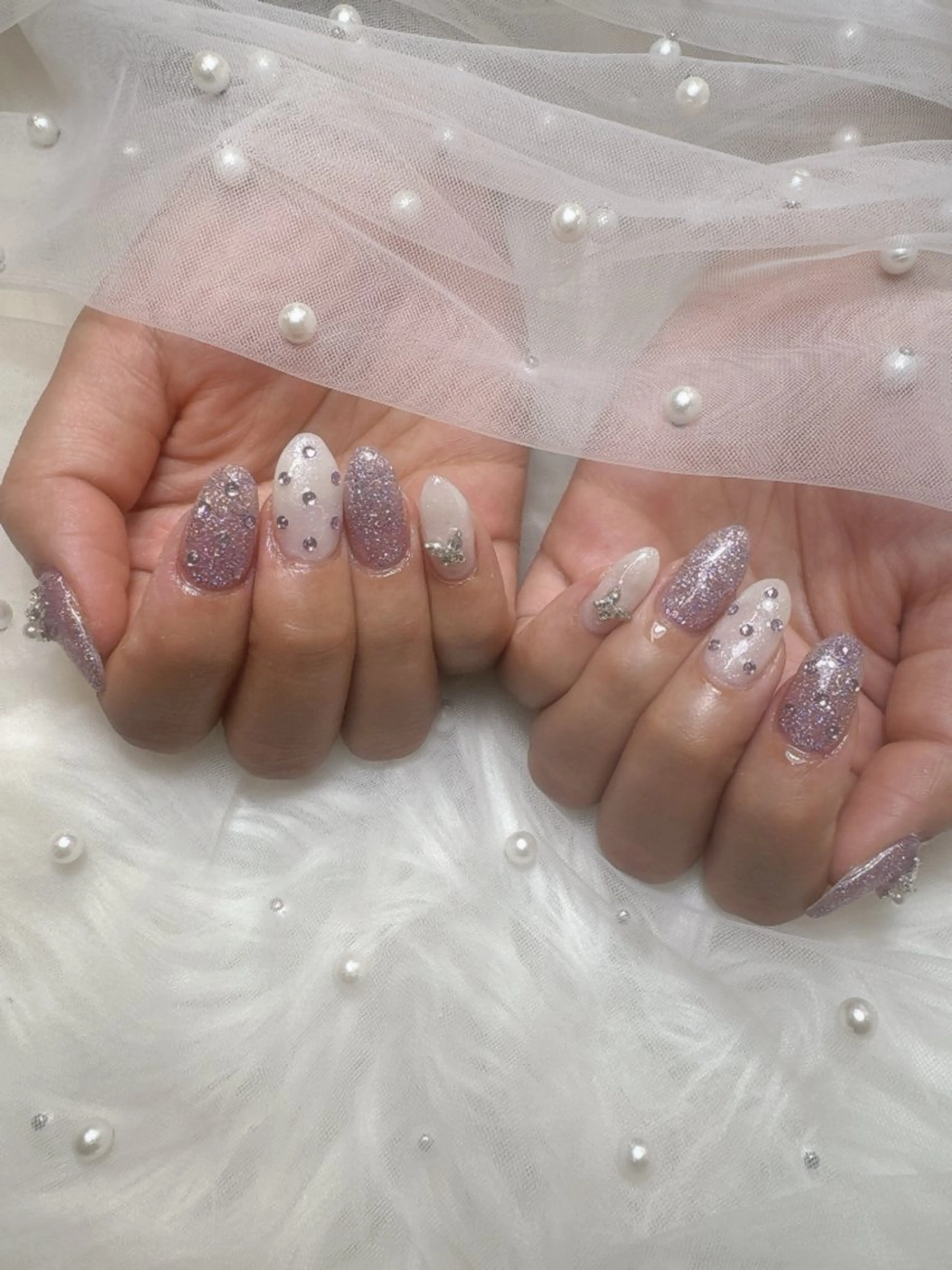 ネイル チークネイル ジェルネイル キラキラネイル マグネットネイル パラジェル ハンドネイル Queeens nailのネイルデザイン