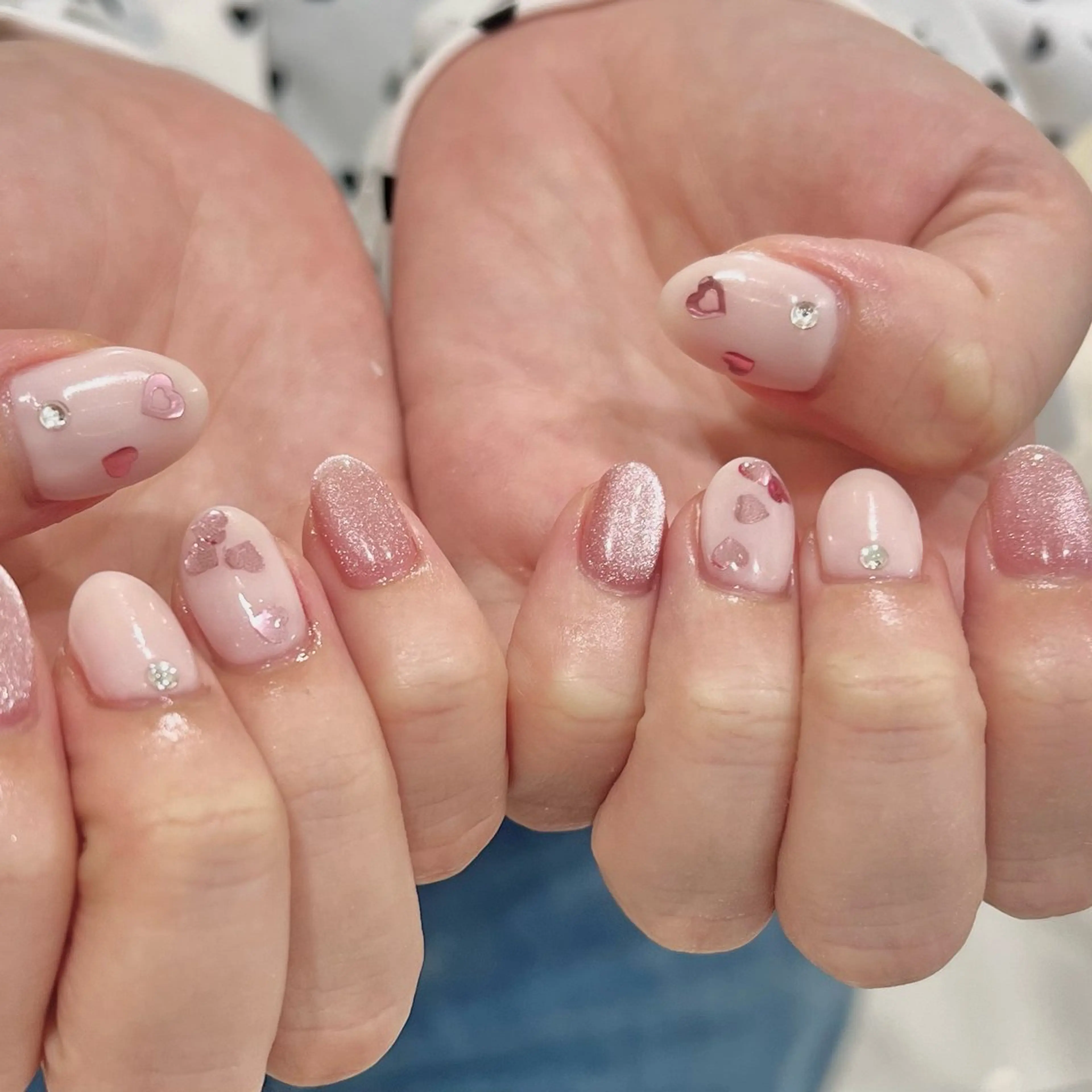 ネイル ピンク ハンドネイル 🎀チーク/ちゅるん 🫧chisa🎀のネイルデザイン