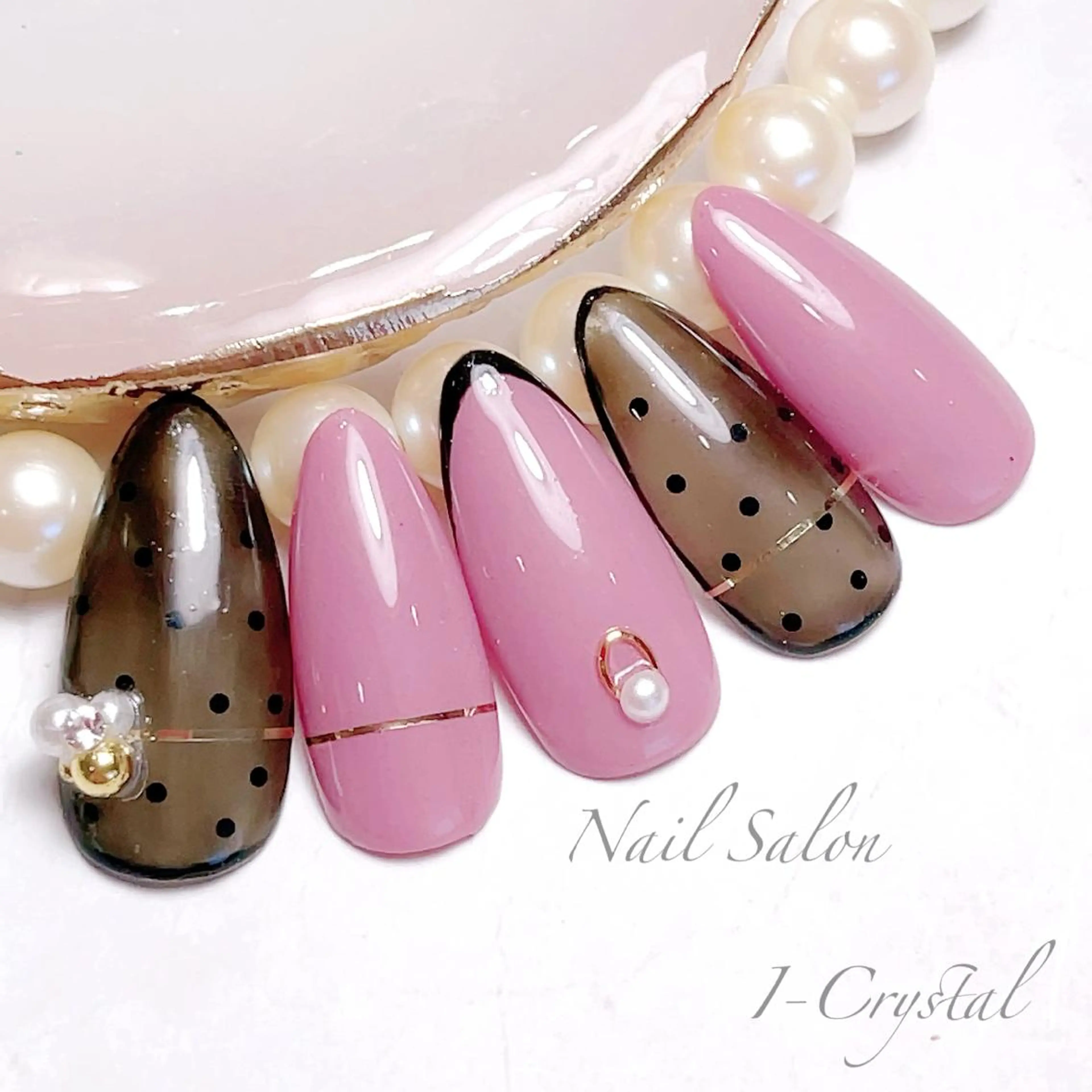 ネイル ドット 持ち込み 春ネイル ストーンネイル NailSalon  I-Crystal所属・中村 郁美のネイルデザイン