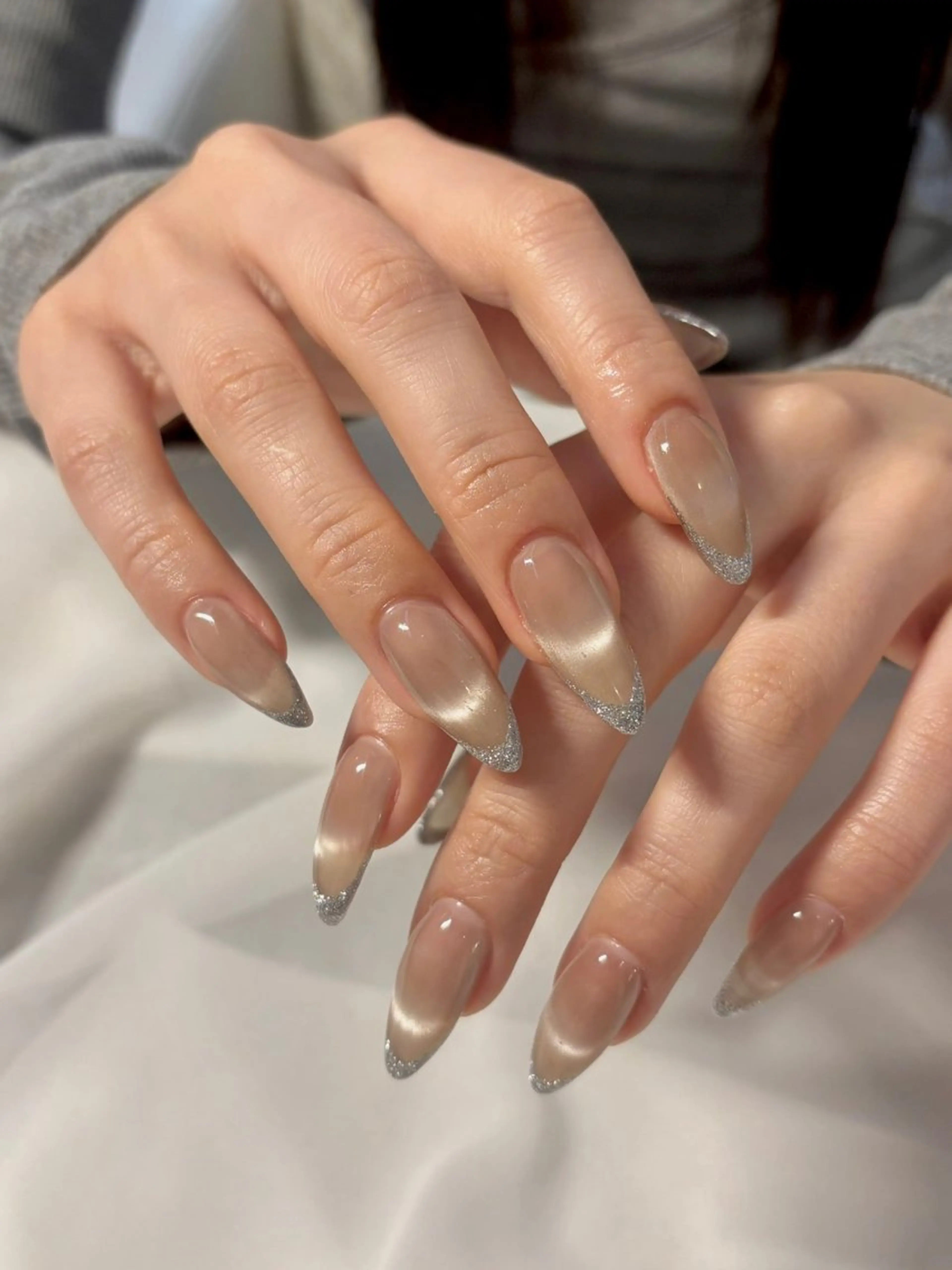 ネイル キラキラネイル 韓国ネイル ロングネイル ワンホンネイル ハンドネイル nail salon Soiréeのネイルデザイン