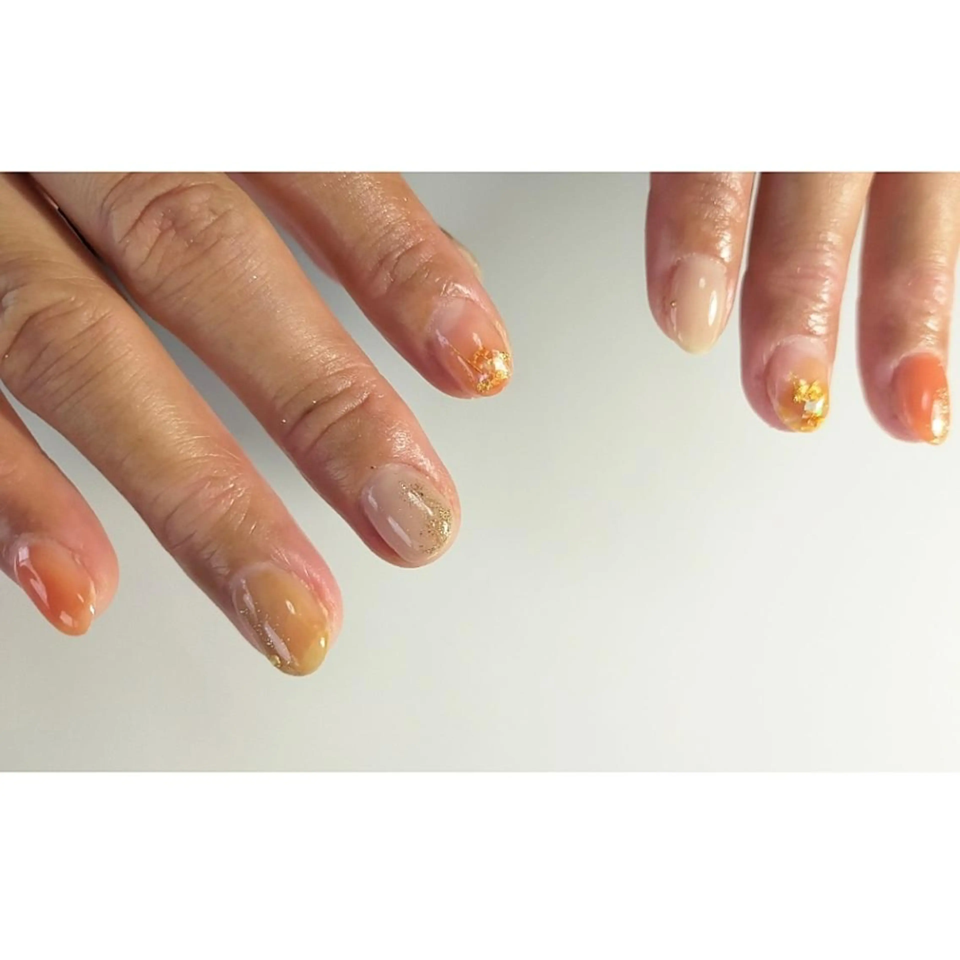 ネイル ニュアンスネイル オレンジ Riche. ﾈｲﾙｻﾛﾝﾘｼｪのネイルデザイン