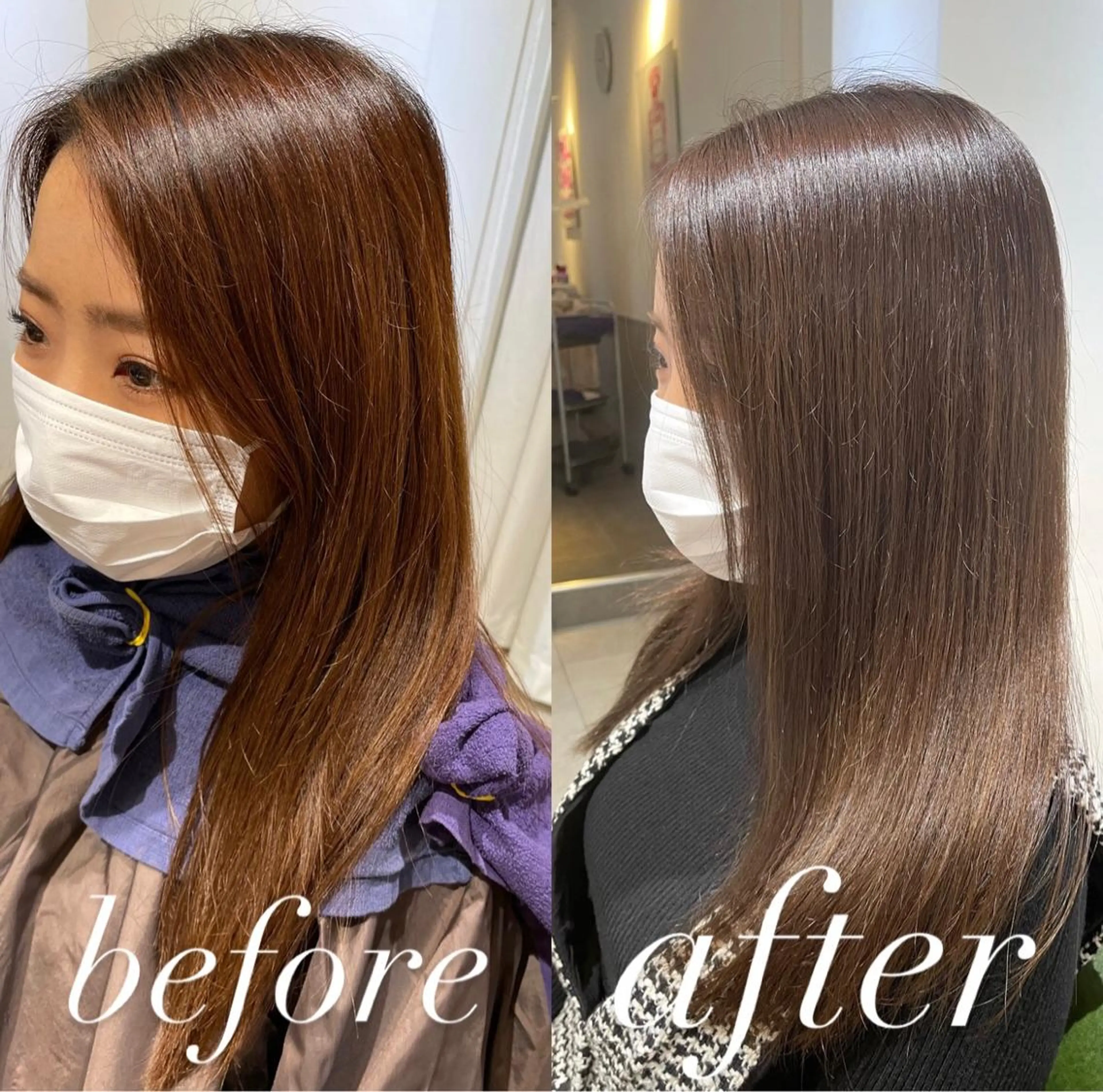 セミロング カラー ケアカラー 髪質改善 カット ヘアカラー トリートメント 過去一の柔髪ヘア 🌿einshairのヘアスタイル