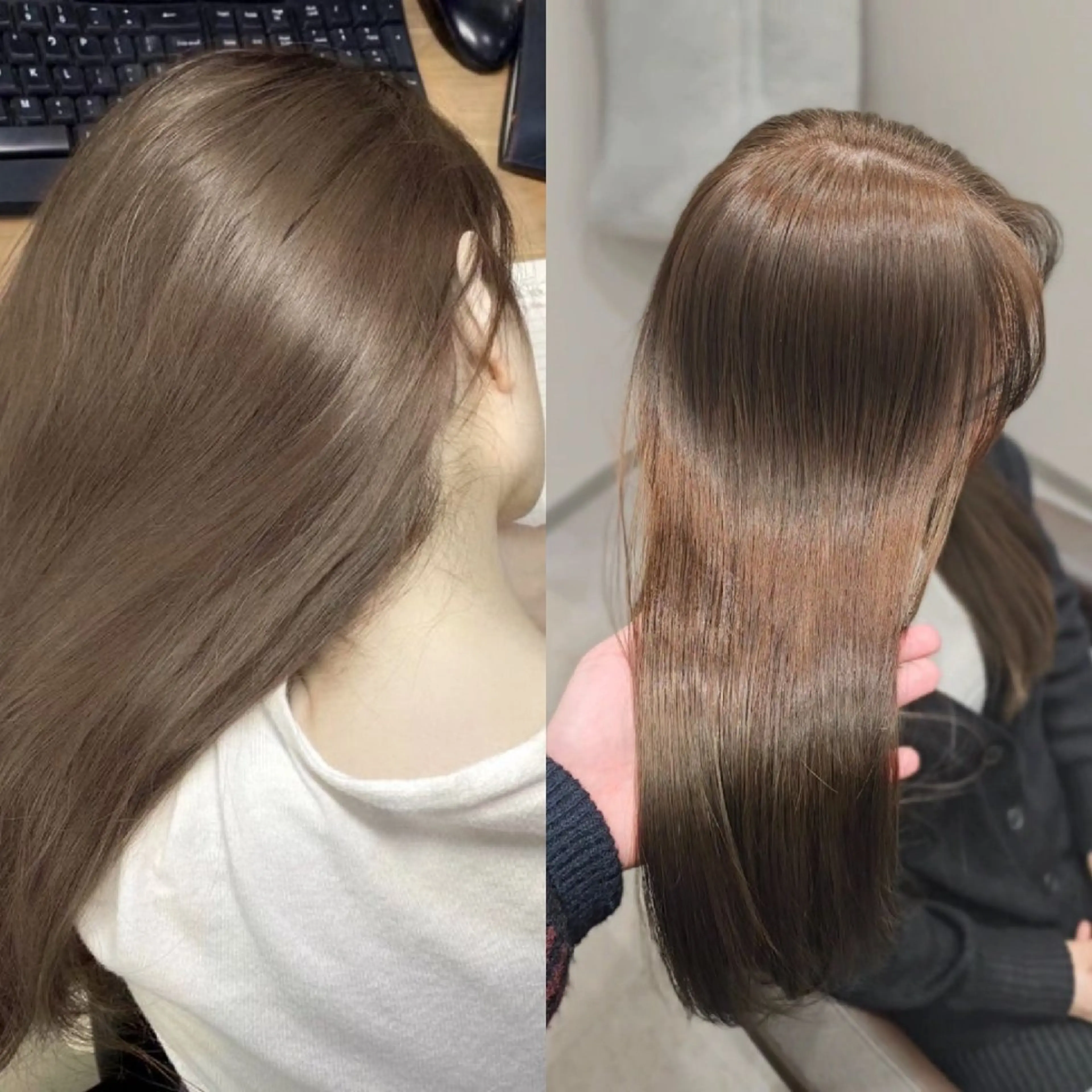 セミロング カラー カット ヘアカラー トリートメント 縮毛矯正をしている人 のためのカラーのヘアスタイル