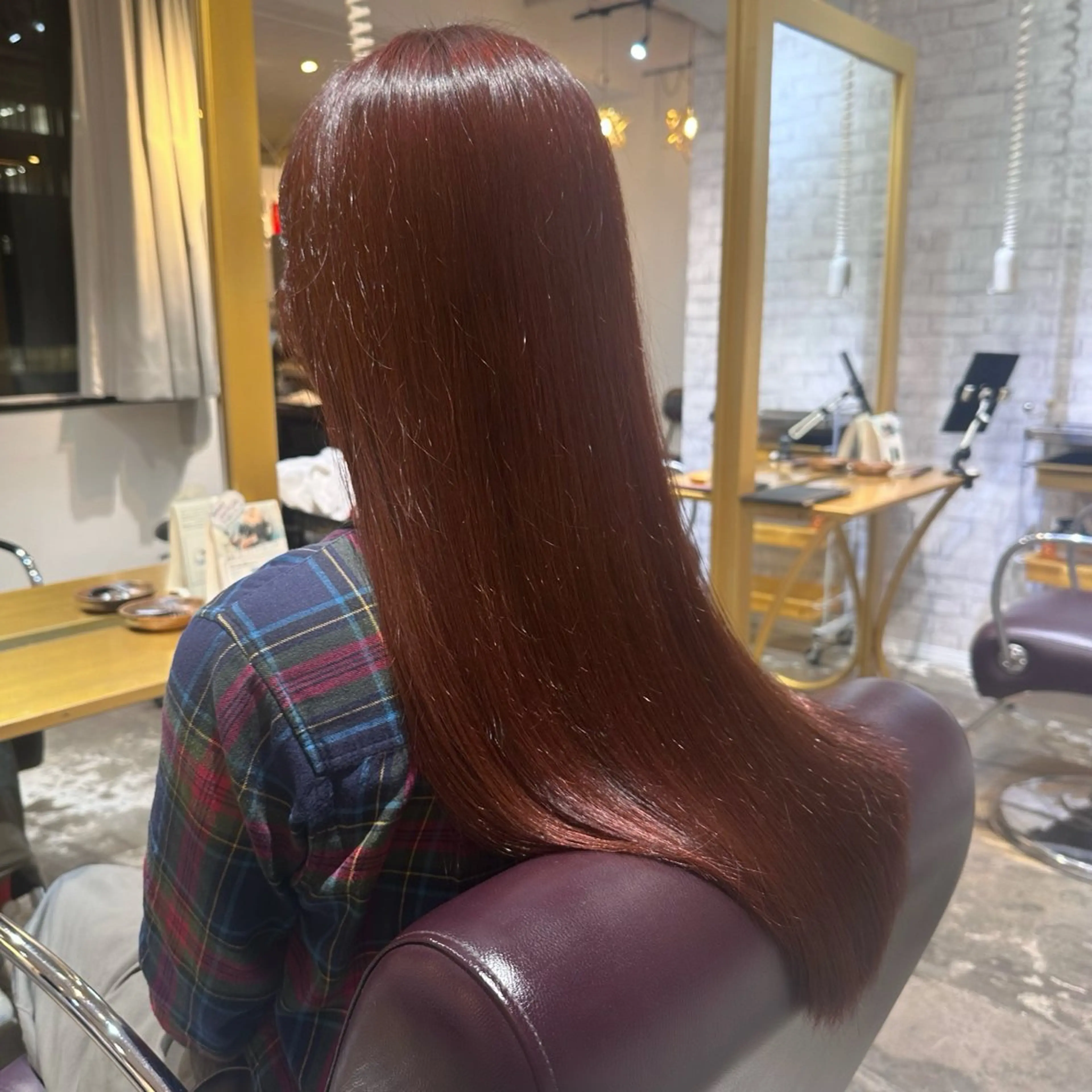 ロング カラー レッドカラー 心斎橋/レイヤー/ 艶カラー💖Sakiのヘアスタイル