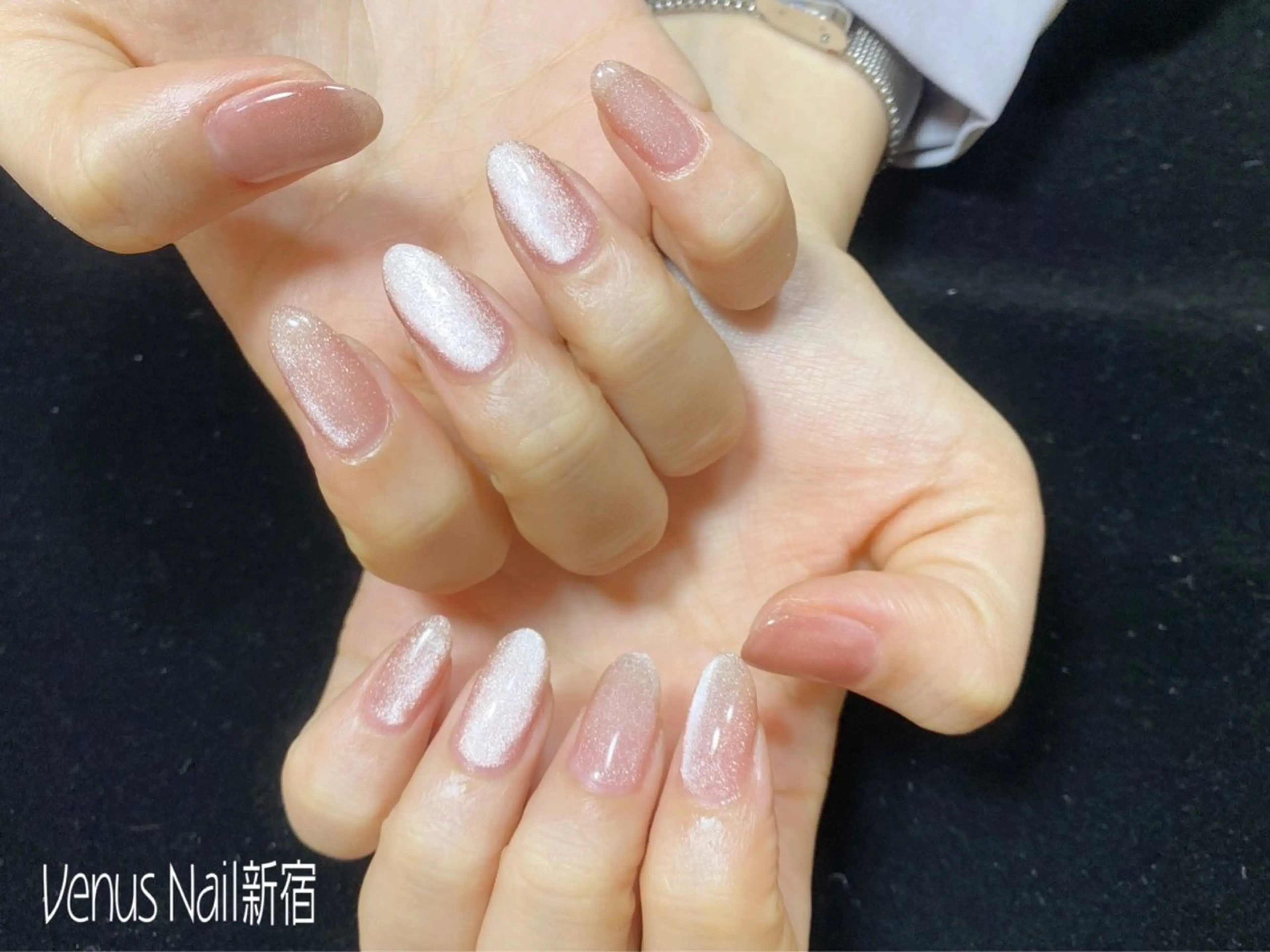 ネイル マグネットネイル オフィスネイル 春ネイル Venus nail チップ長さだし専門店のネイルデザイン