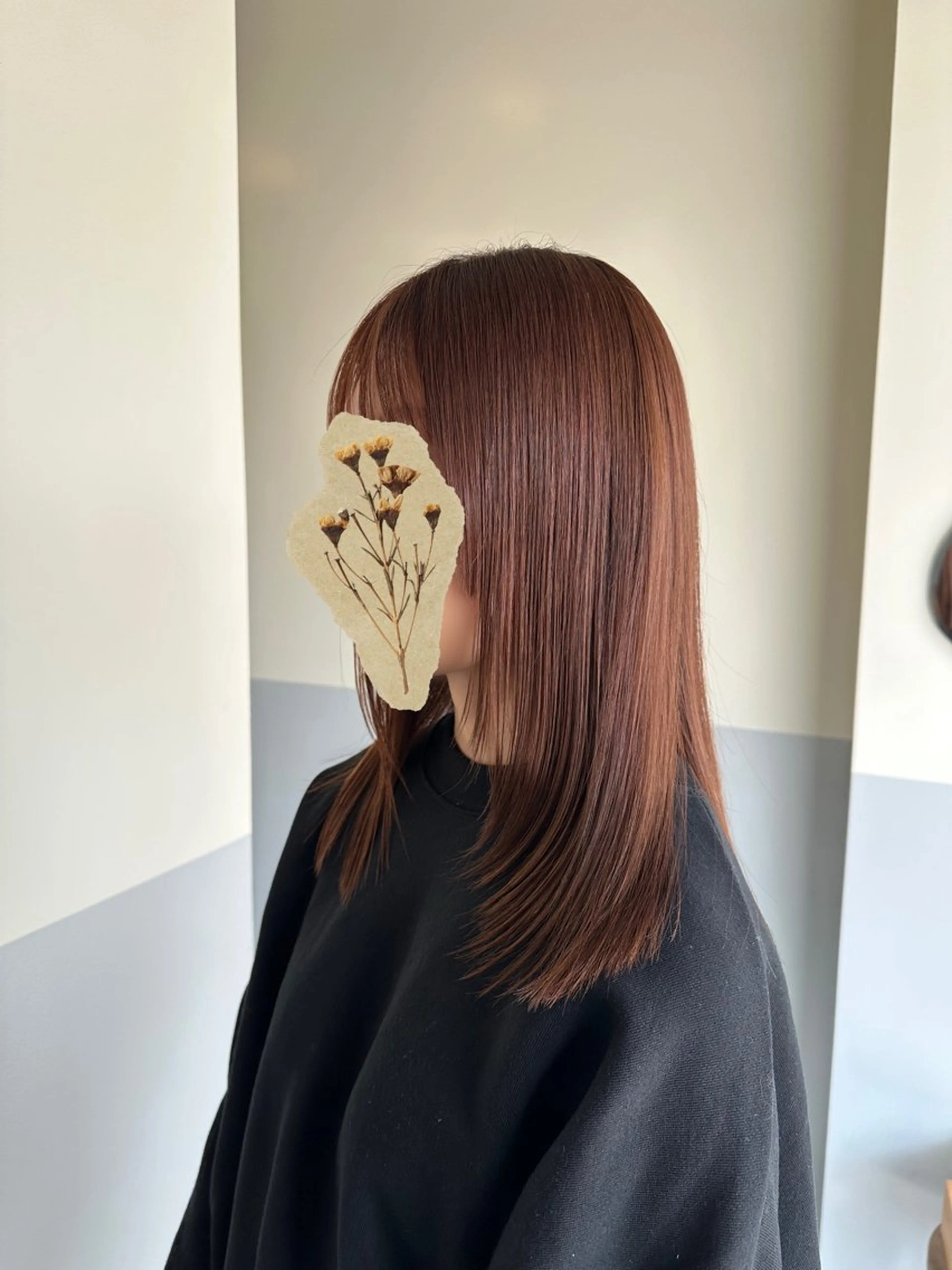 ミディアム カラー ブリーチ ブラウンカラー ブリーチなしカラー 三浦彩那/ 透明感カラー/岡崎のヘアスタイル