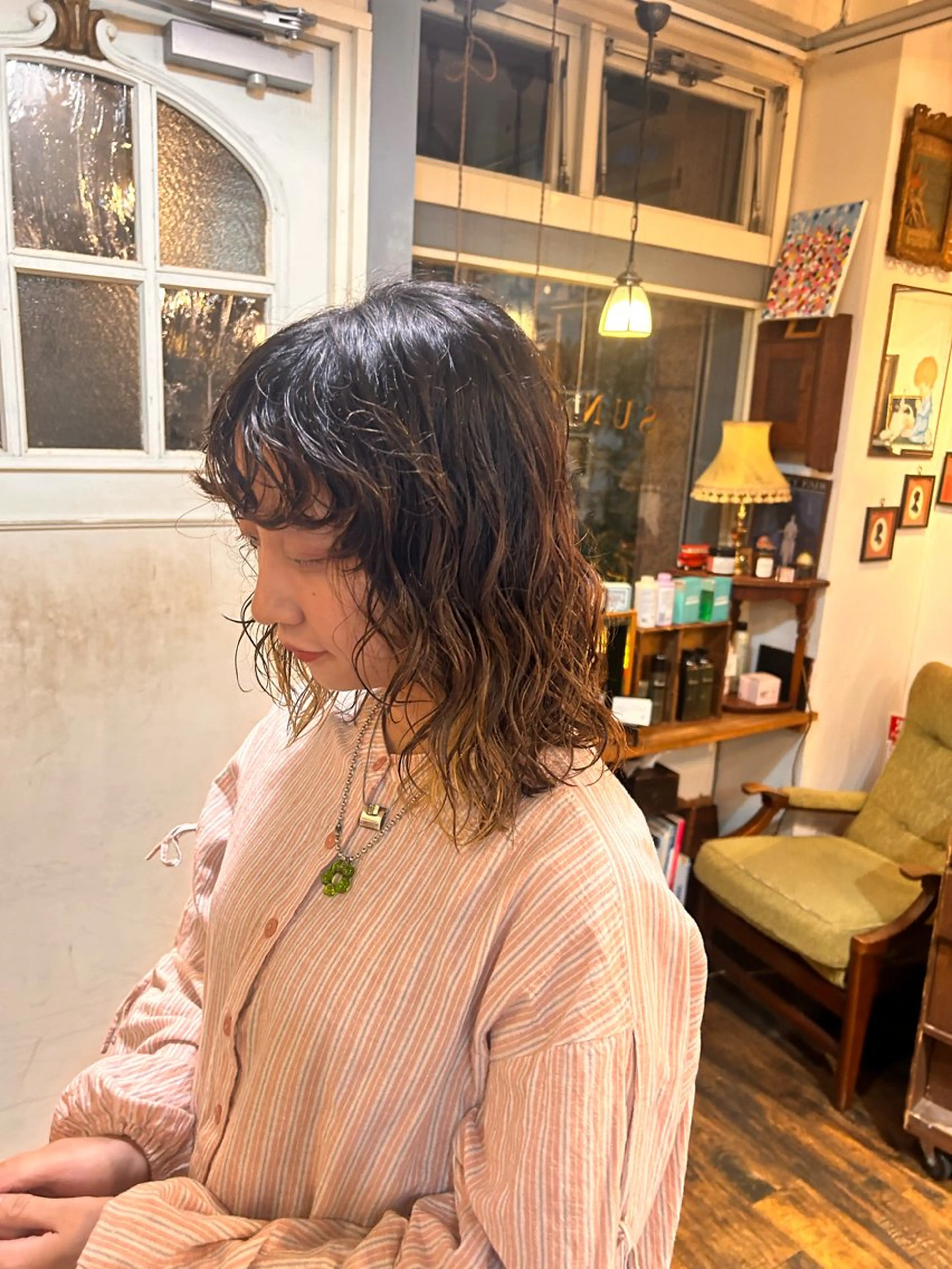 ミディアム パーマ ミディアムパーマ デジタルパーマ カット パーマ ヘッドスパ 清水千優/パーマ/ メンズパーマのヘアスタイル