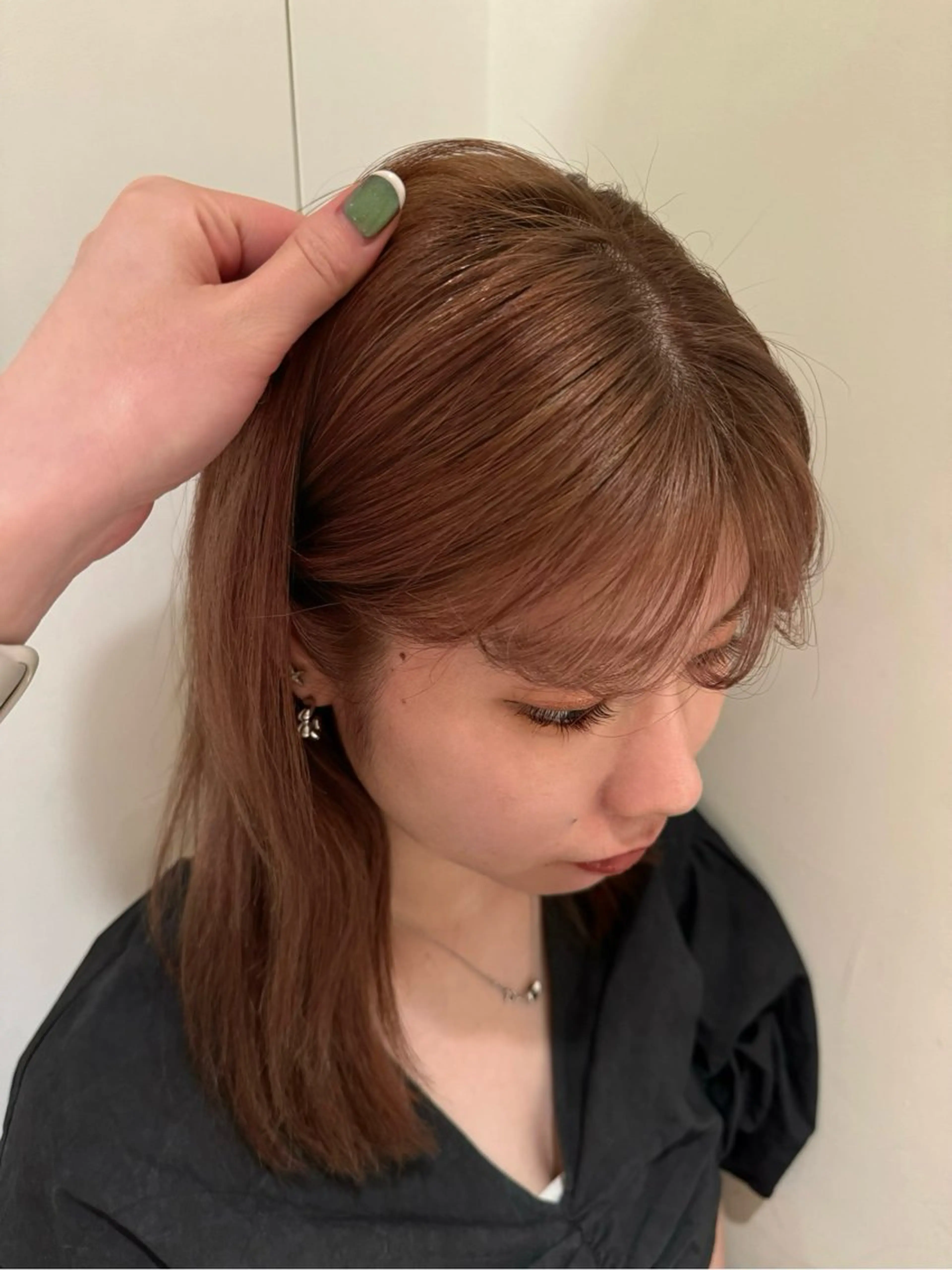 ミディアム カラー ベージュカラー ブリーチ ブリーチなしカラー 松本優香/ボブ/ダ ブルカラー/髪質改善のヘアスタイル