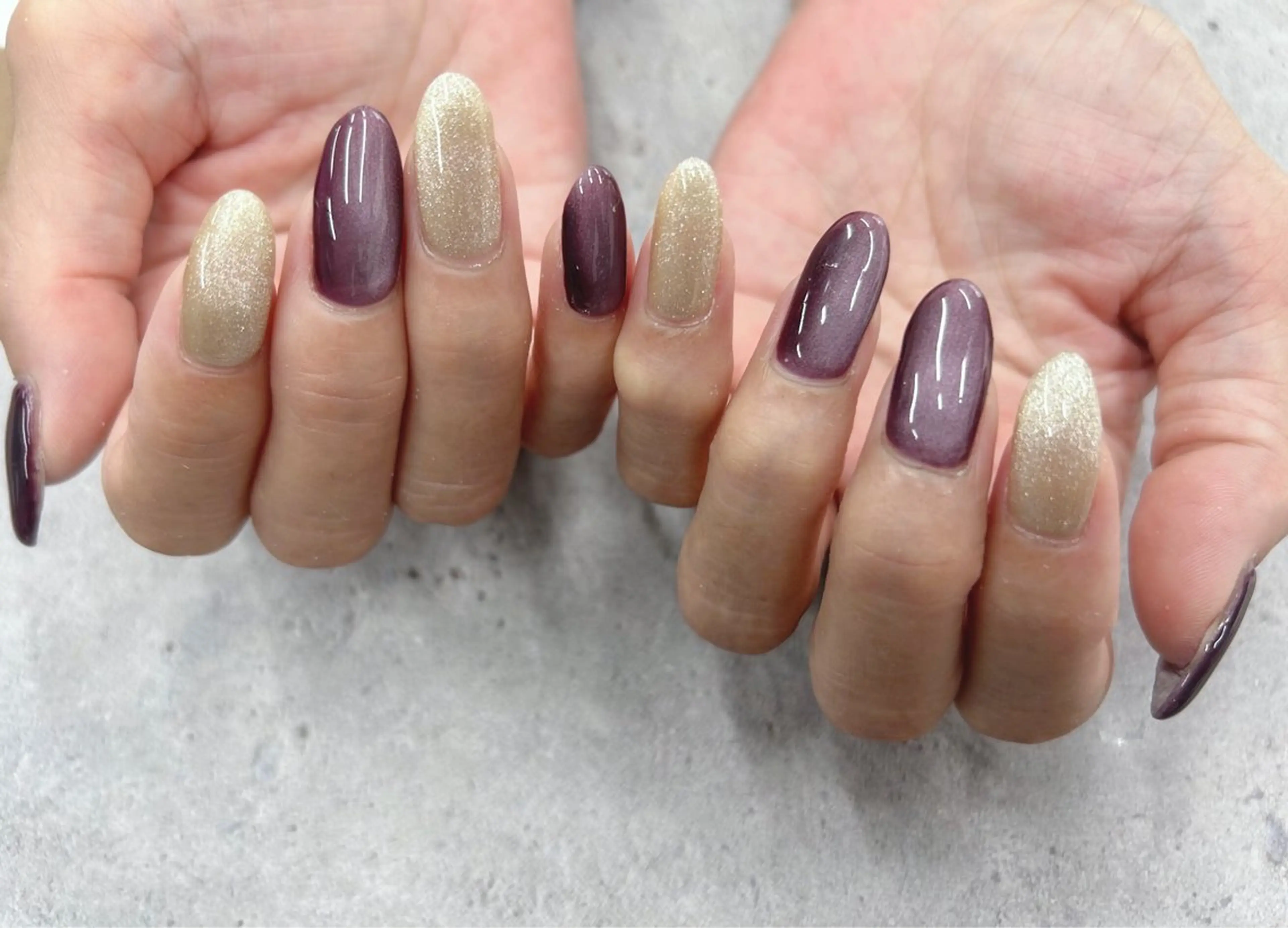 ネイル ゴールド パープル ハンドネイル Nail Salon agré所属・agré ネイルサロン　アグレのネイルデザイン