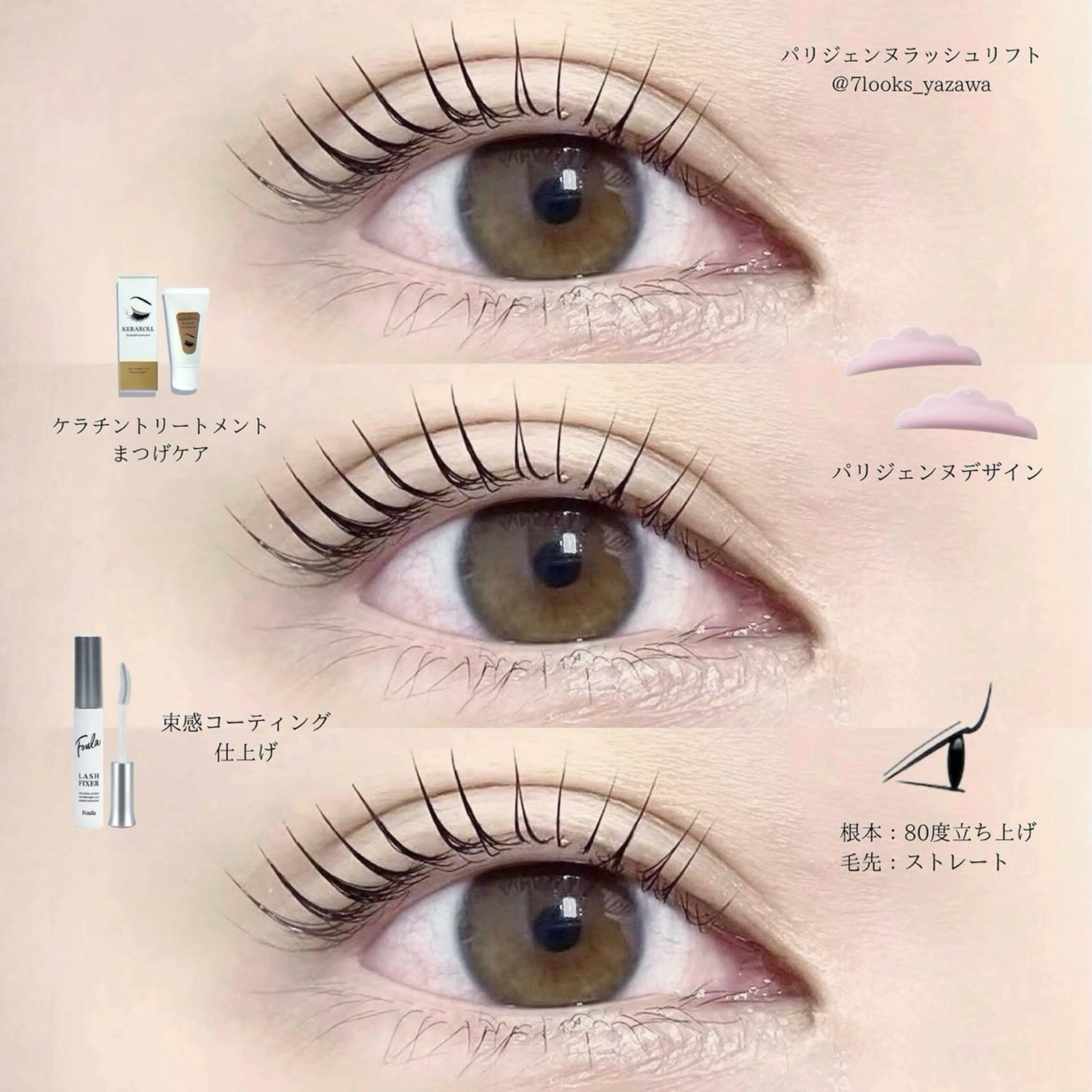 マツエク・マツパ ケラチンラッシュリフト 束感まつ毛 パリジェンヌラッシュリフト eyelist harukaのマツエク・マツパデザイン