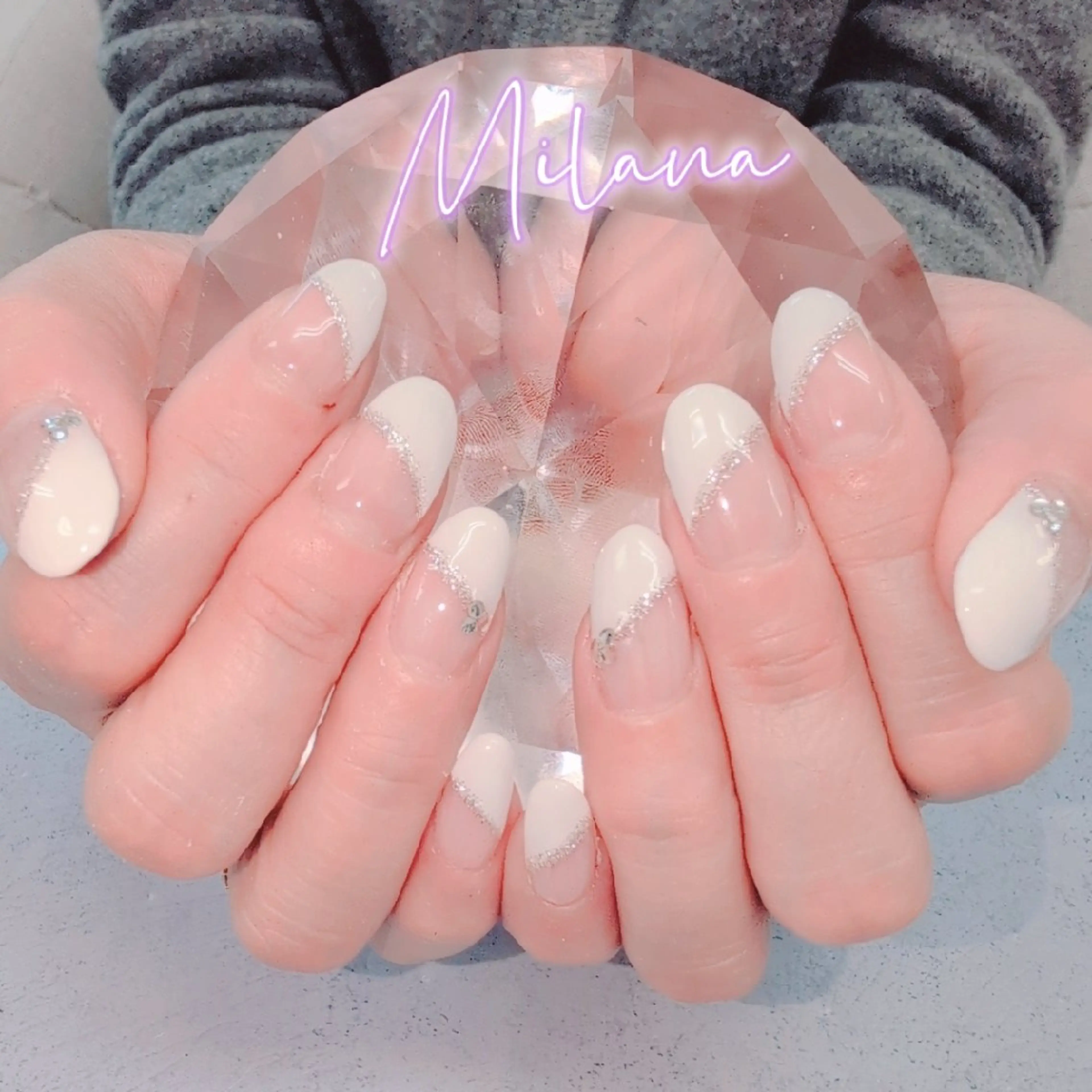 ネイル フレンチネイル 斜めフレンチ ハンドネイル Milana 川瀬のネイルデザイン