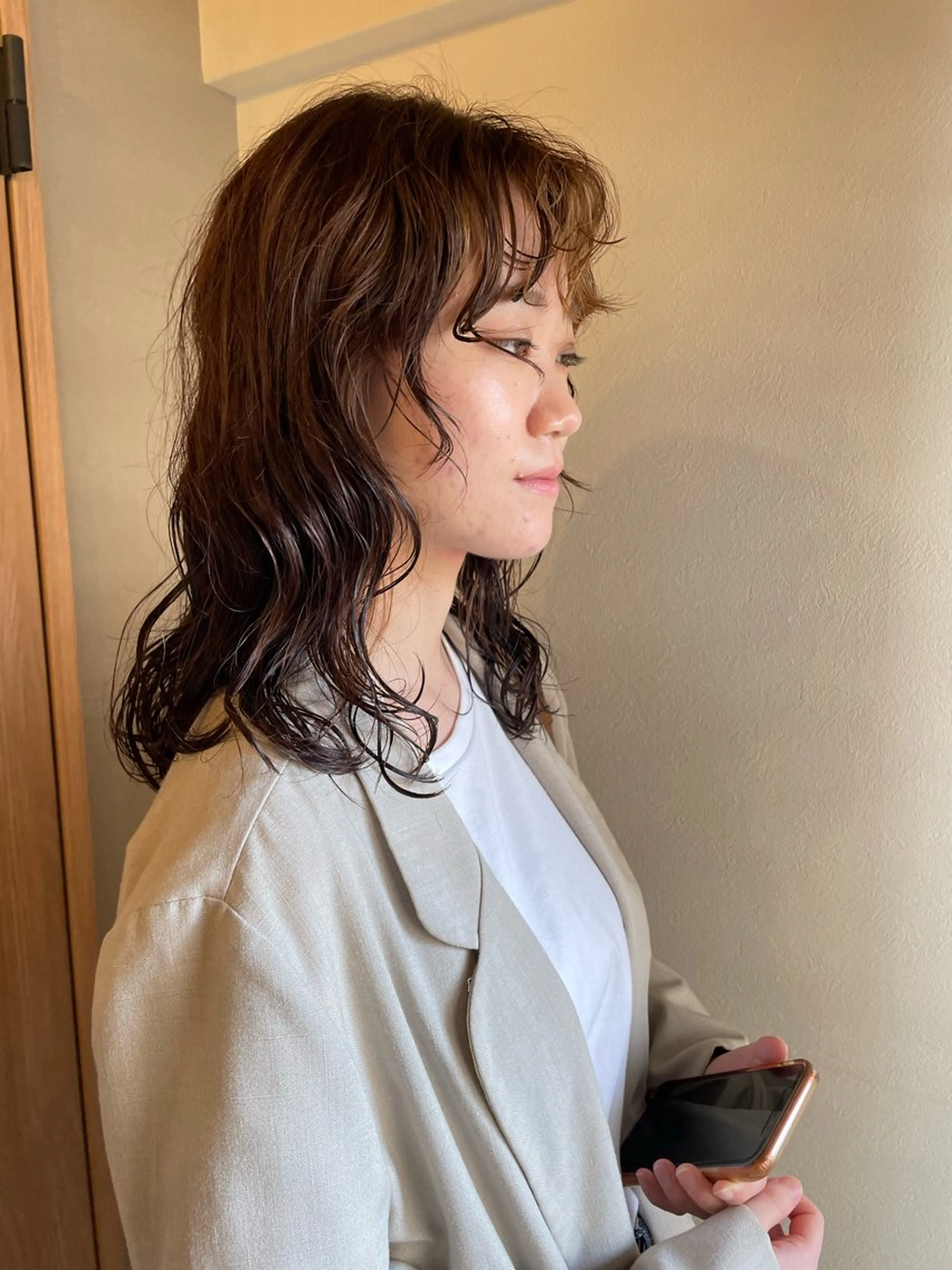 セミロング カット パーマ 鎌田卓也/髪質改善 /透明感カラーのヘアスタイル