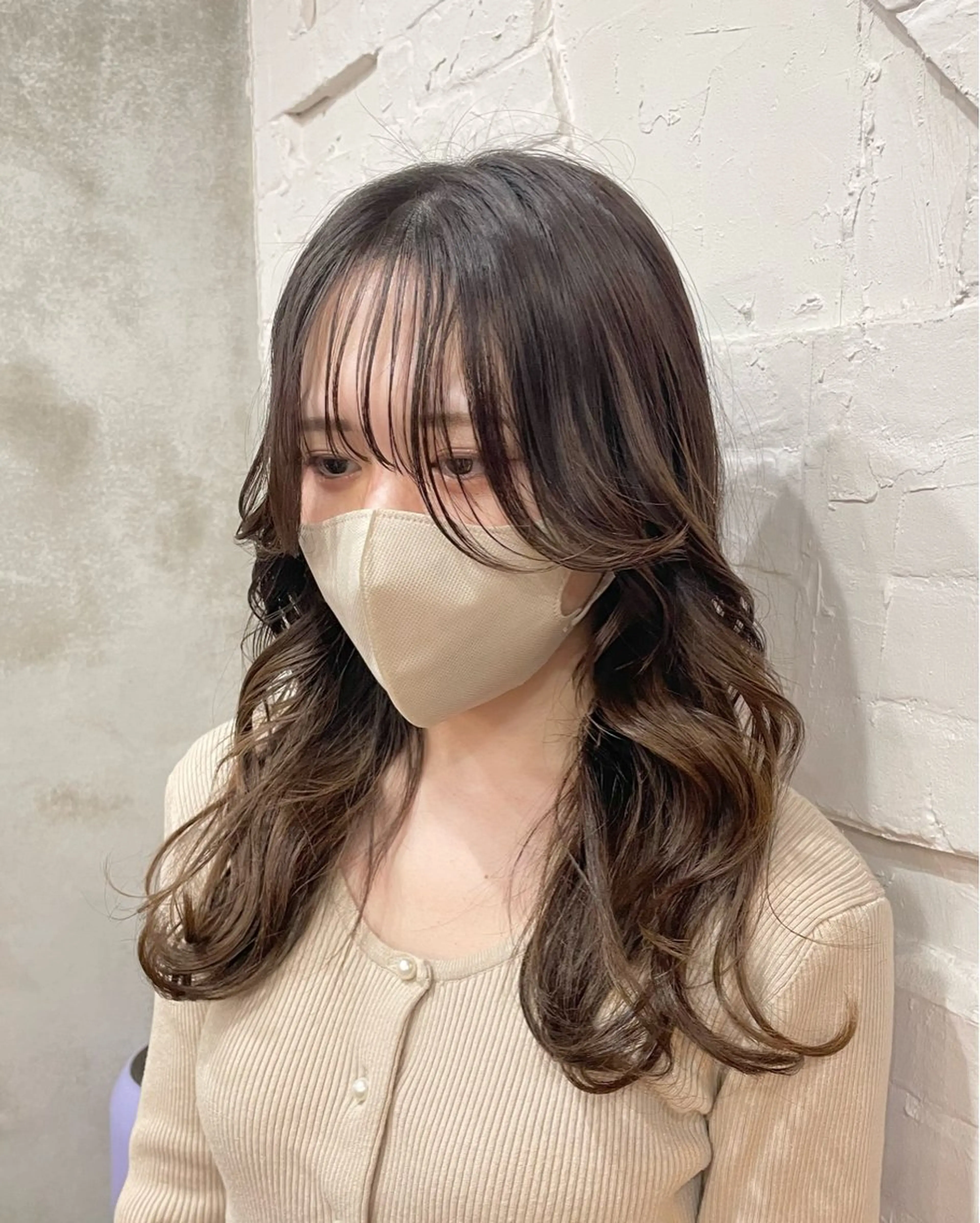 ロング カット 【ピンク/韓国ヘア/ ヘアセット】亜海のヘアスタイル