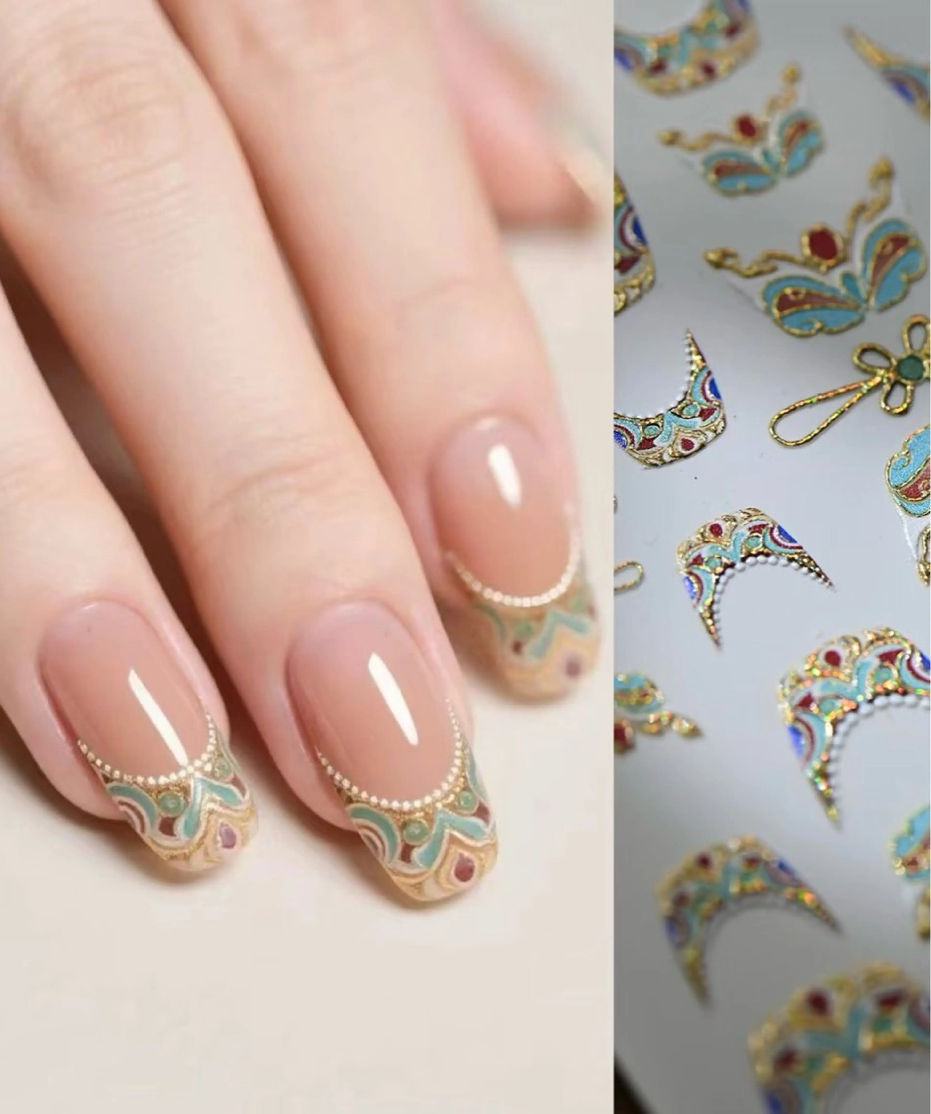 ラメグラデション+千種シール貼り放題+4つストーンサービス(ソフトジェルオフ無料)の写真