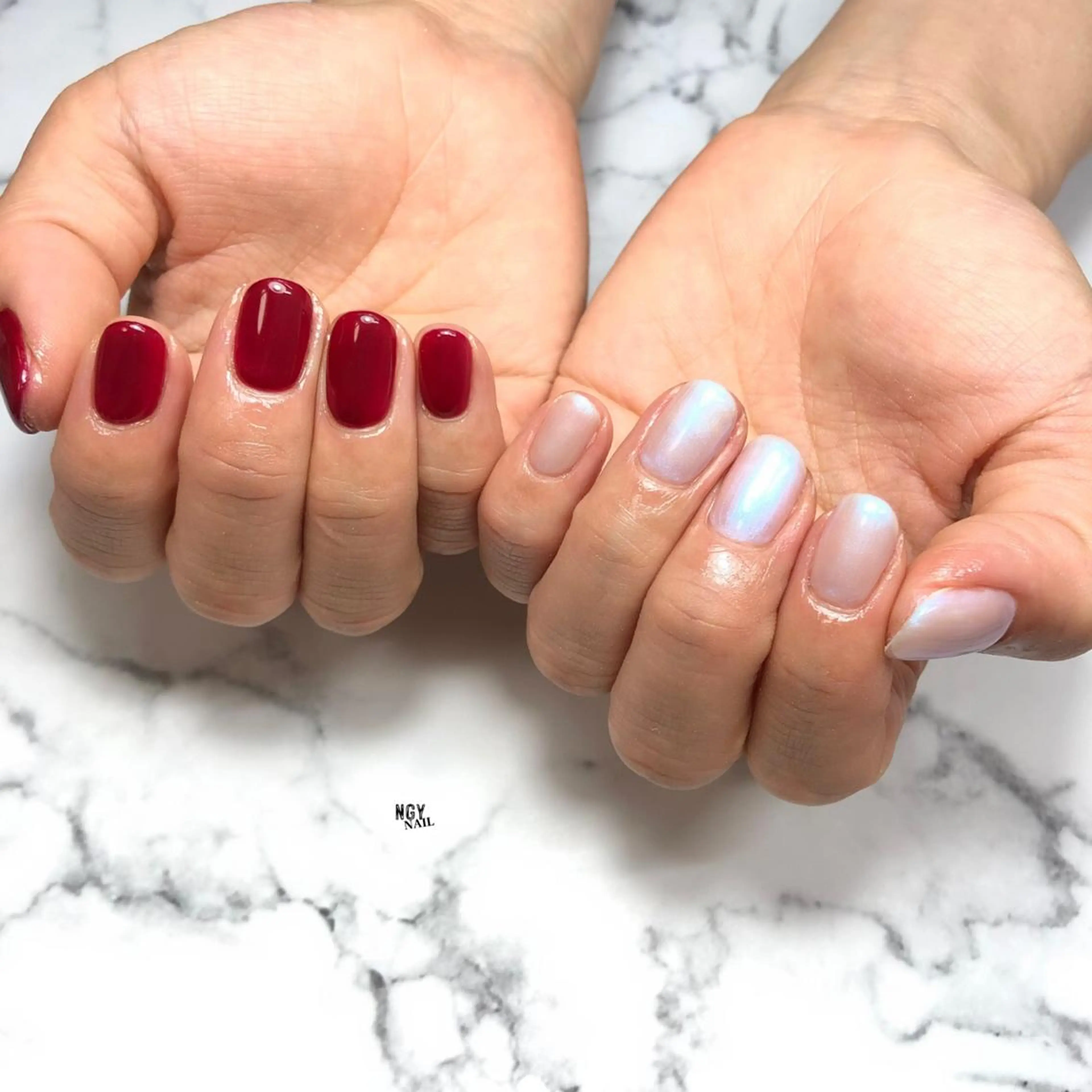 ネイル ボルドー ジェルネイル ワンカラーネイル パラジェル 赤色 ハンドネイル NAIL NOWのネイルデザイン