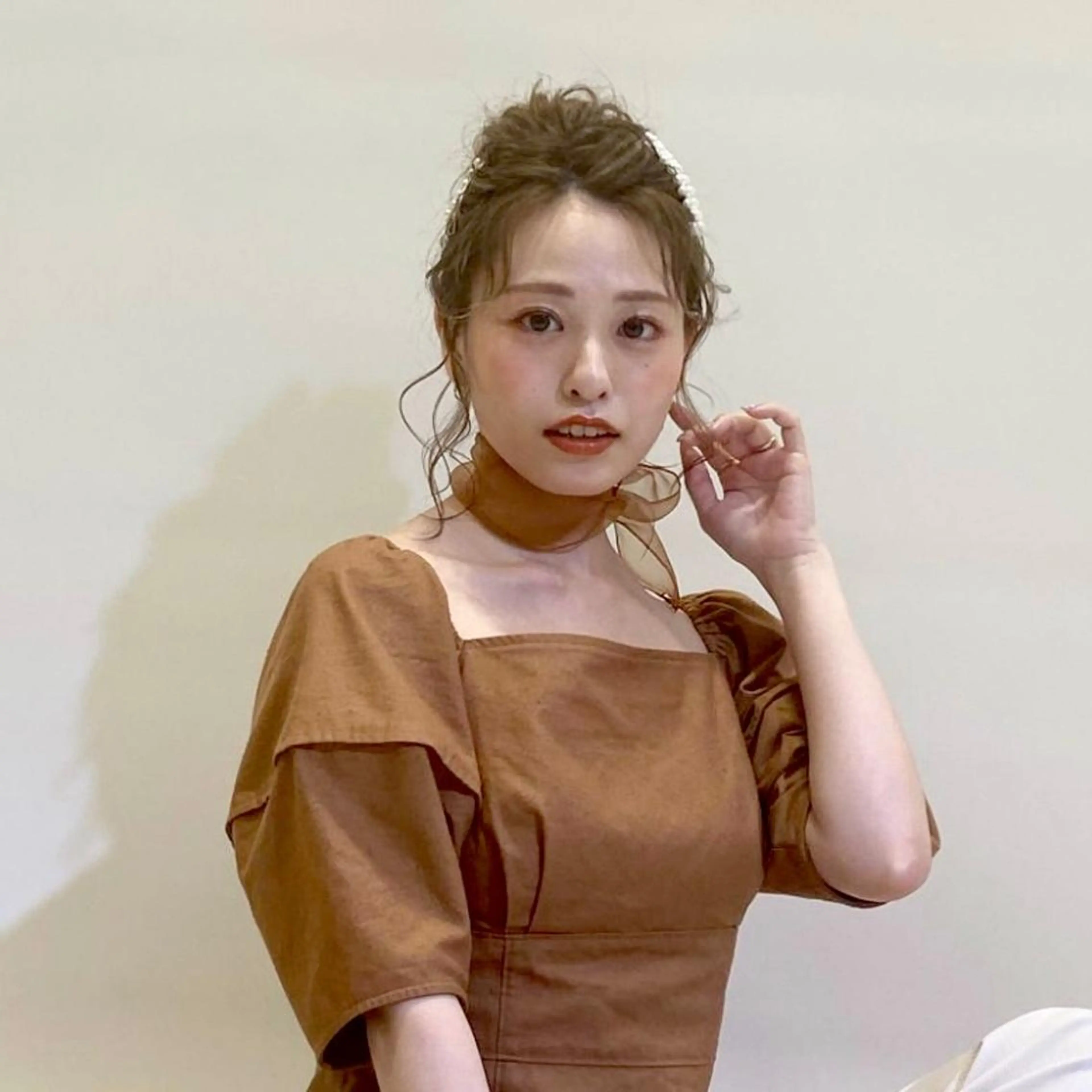 セミロング ヘアアレンジ レイヤー/ボブ/透明 感カラー/佐藤奈由のヘアスタイル