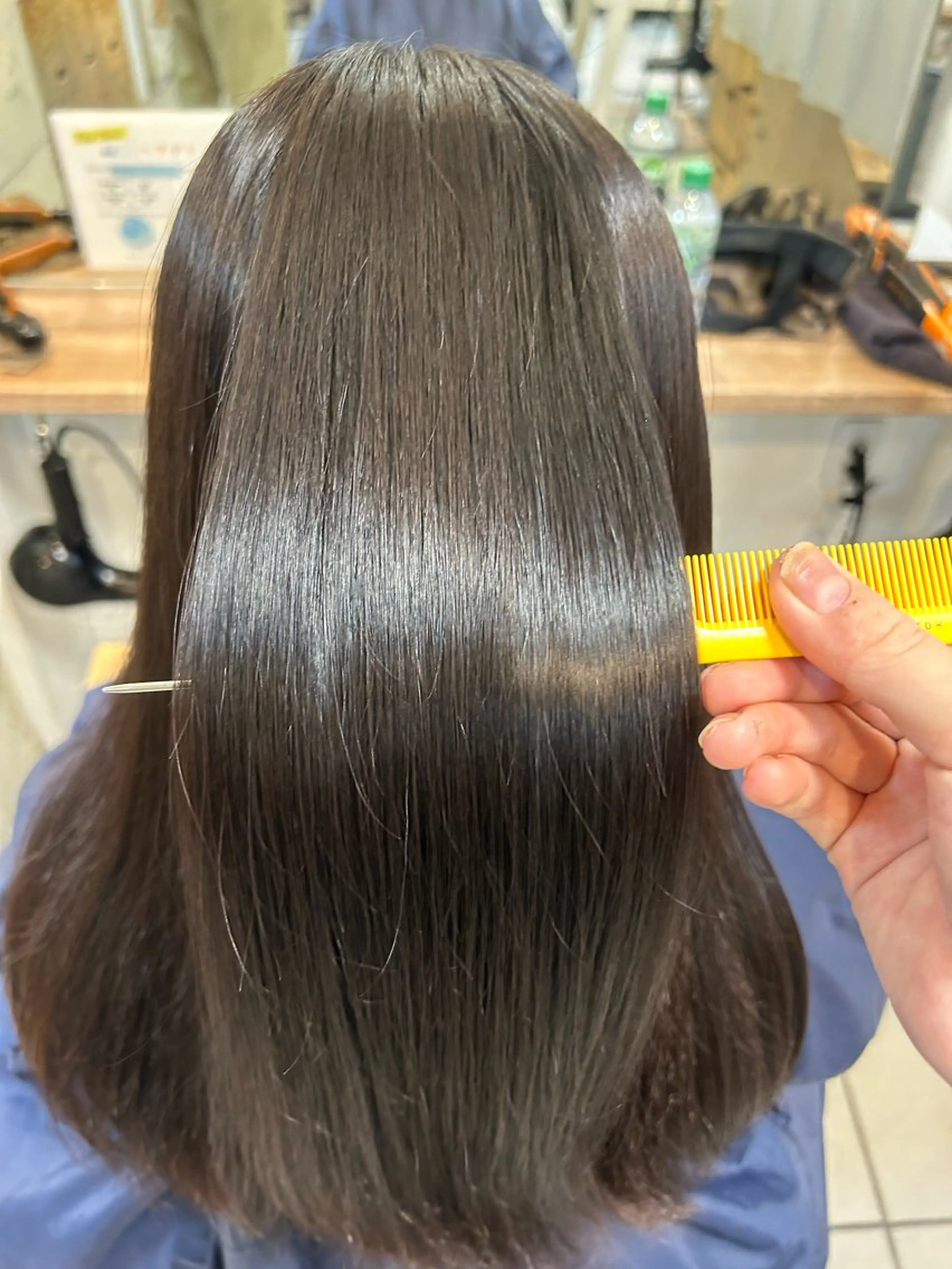 ミディアム カット 縮毛矯正 トリートメント 髪質改善ストレート/ ブリーチ／渋谷　福田のヘアスタイル