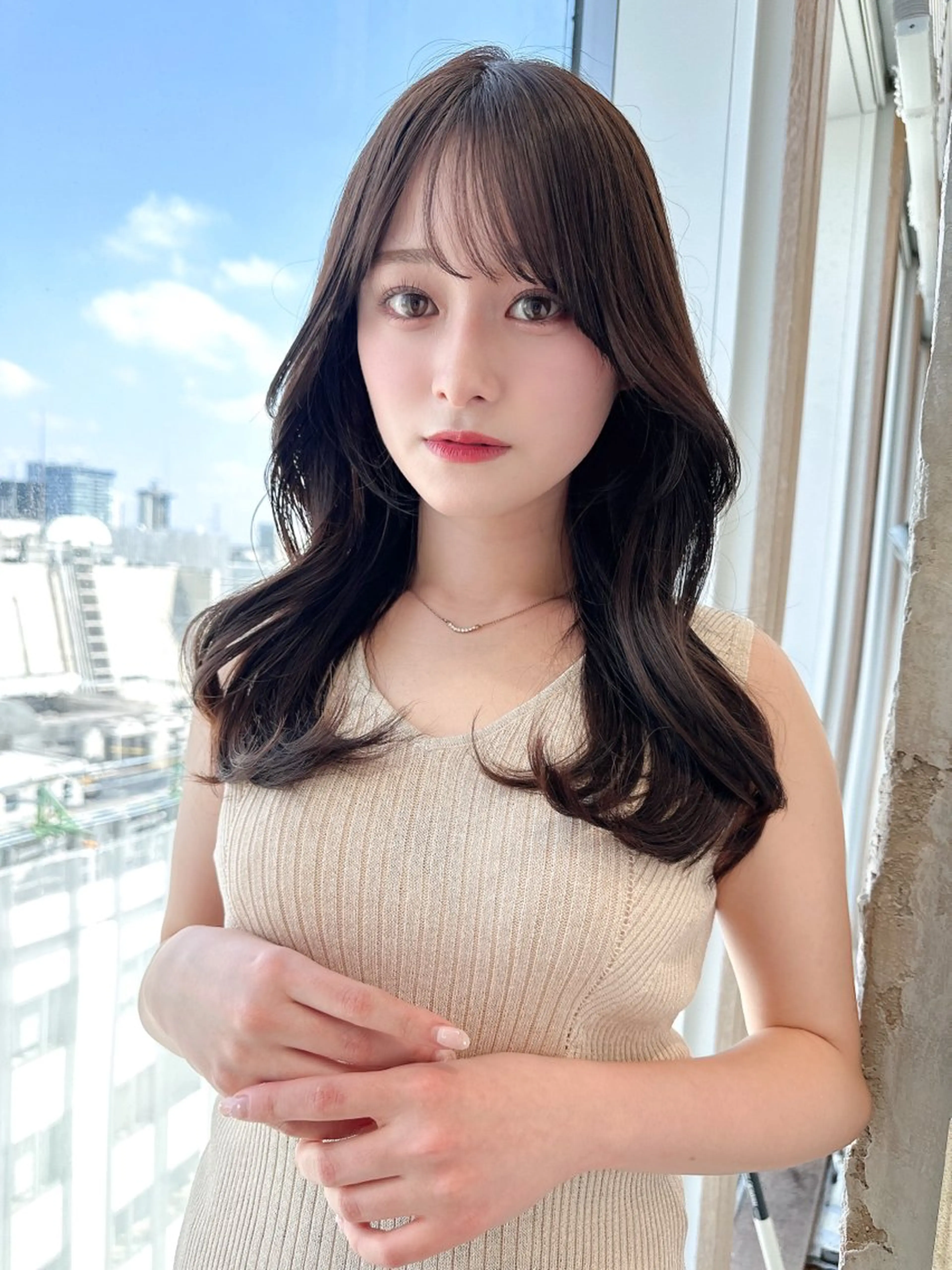 セミロング カラー ベージュカラー ブラウンカラー ブラウンベージュ くびれヘア 顔周りカット 顔周り/くびれヘア 韓国ヘア💕風間るなのヘアスタイル