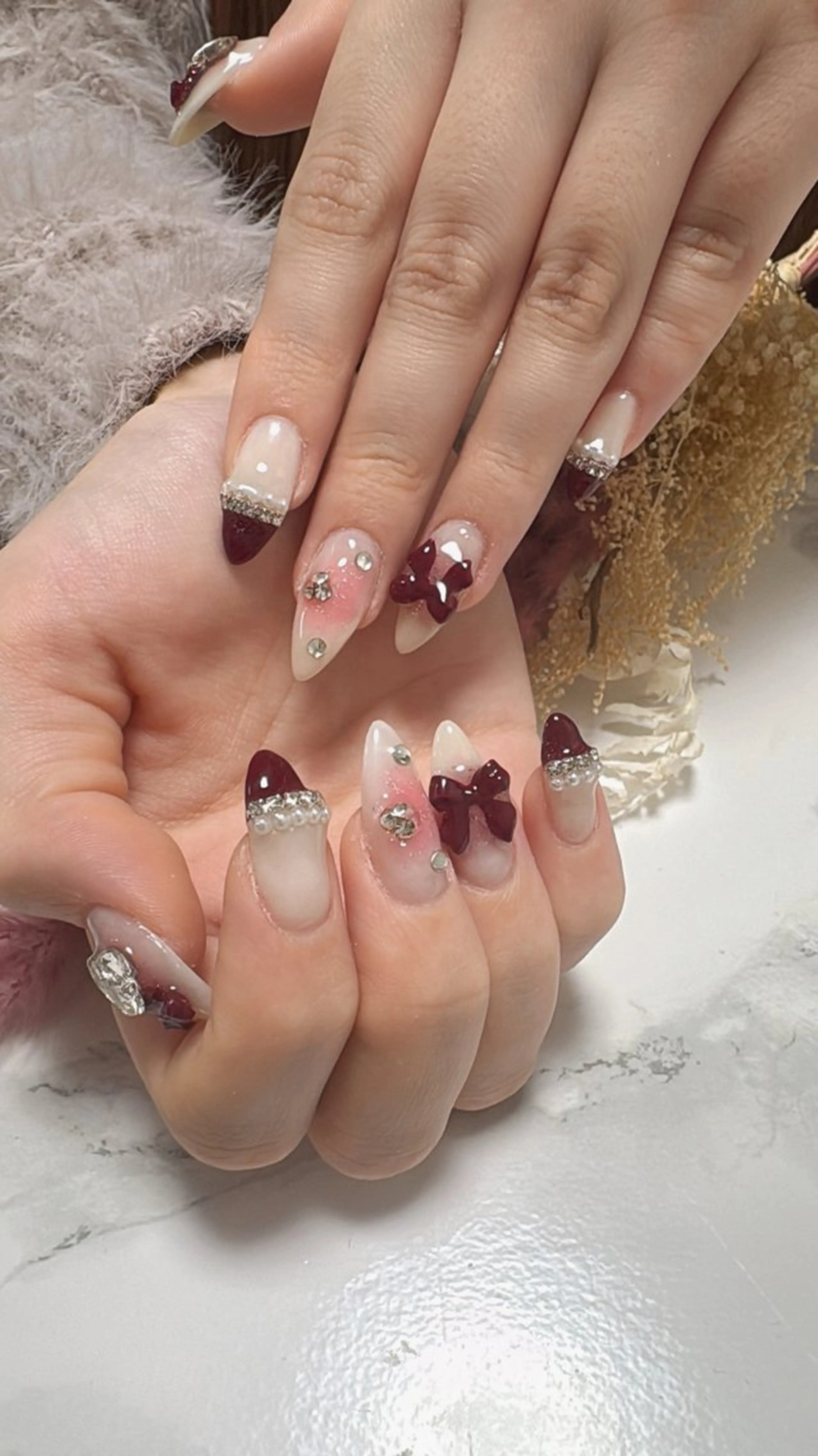 ネイル ハンドネイル はな💎ネイル ワンホン、長さ出しのネイルデザイン