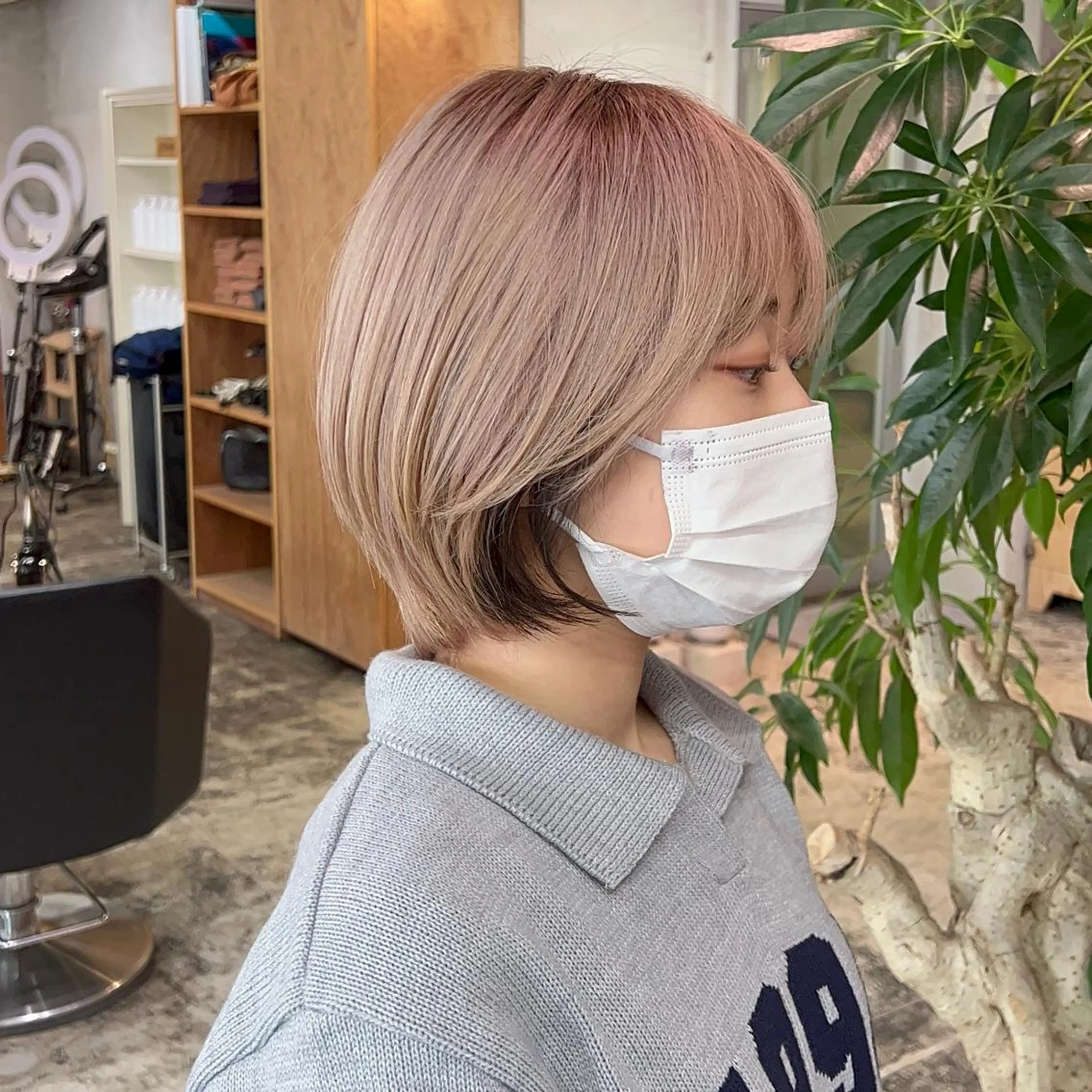 ショート カラー ベージュカラー 黒髪 ホワイトベージュ 北花田美容師🍃村尾 光太/むらのヘアスタイル