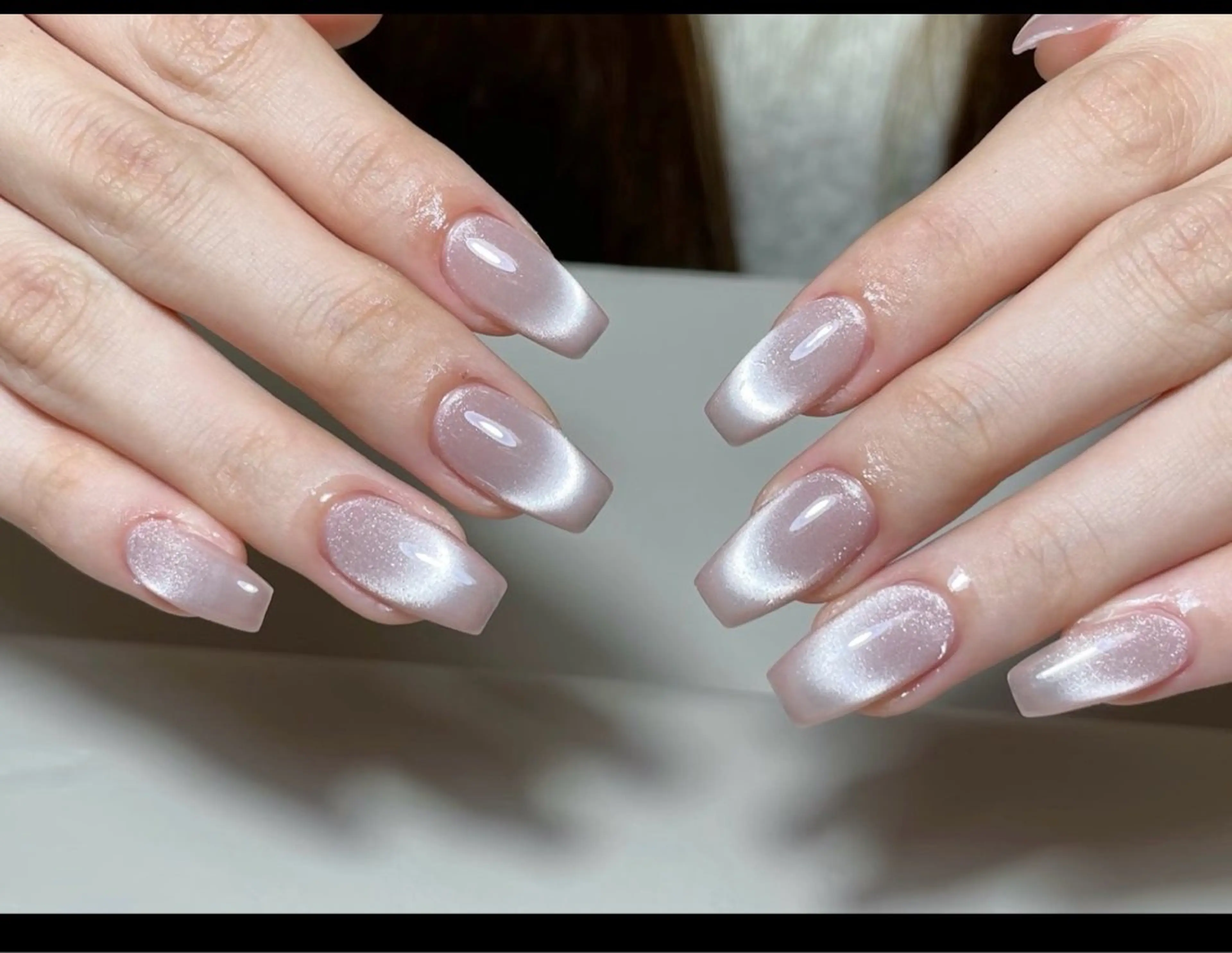 ネイル フレンチネイル キラキラネイル 韓国ネイル シンプルネイル ワンホンネイル ハンドネイル MEI Nailのネイルデザイン