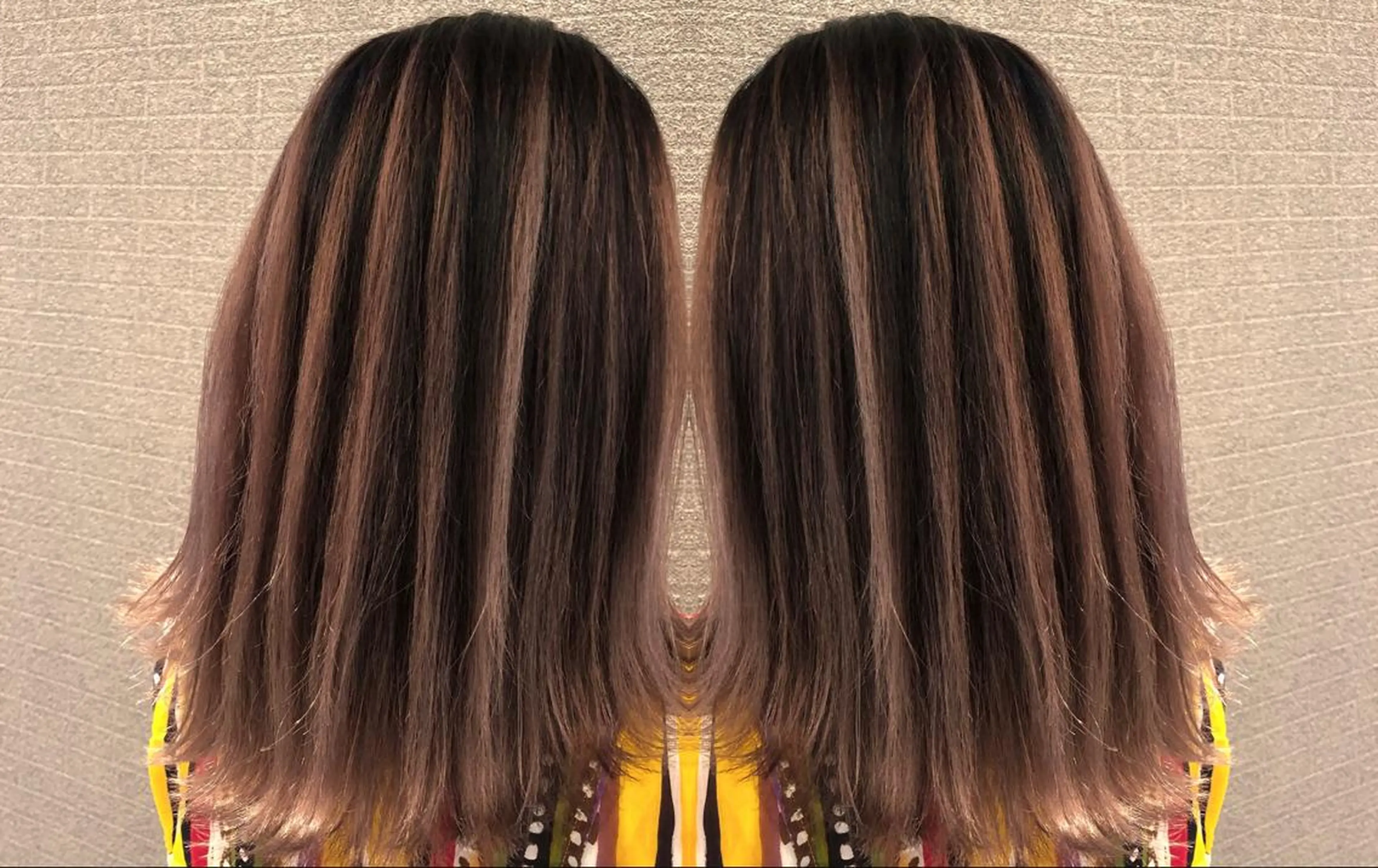 ミディアム カラー ヘアアレンジ バレイヤージュ デザインカラー ハイライトカラー ハイライト レイヤーカット アンドウ ユウ/ レイヤーカット/韓国のヘアスタイル