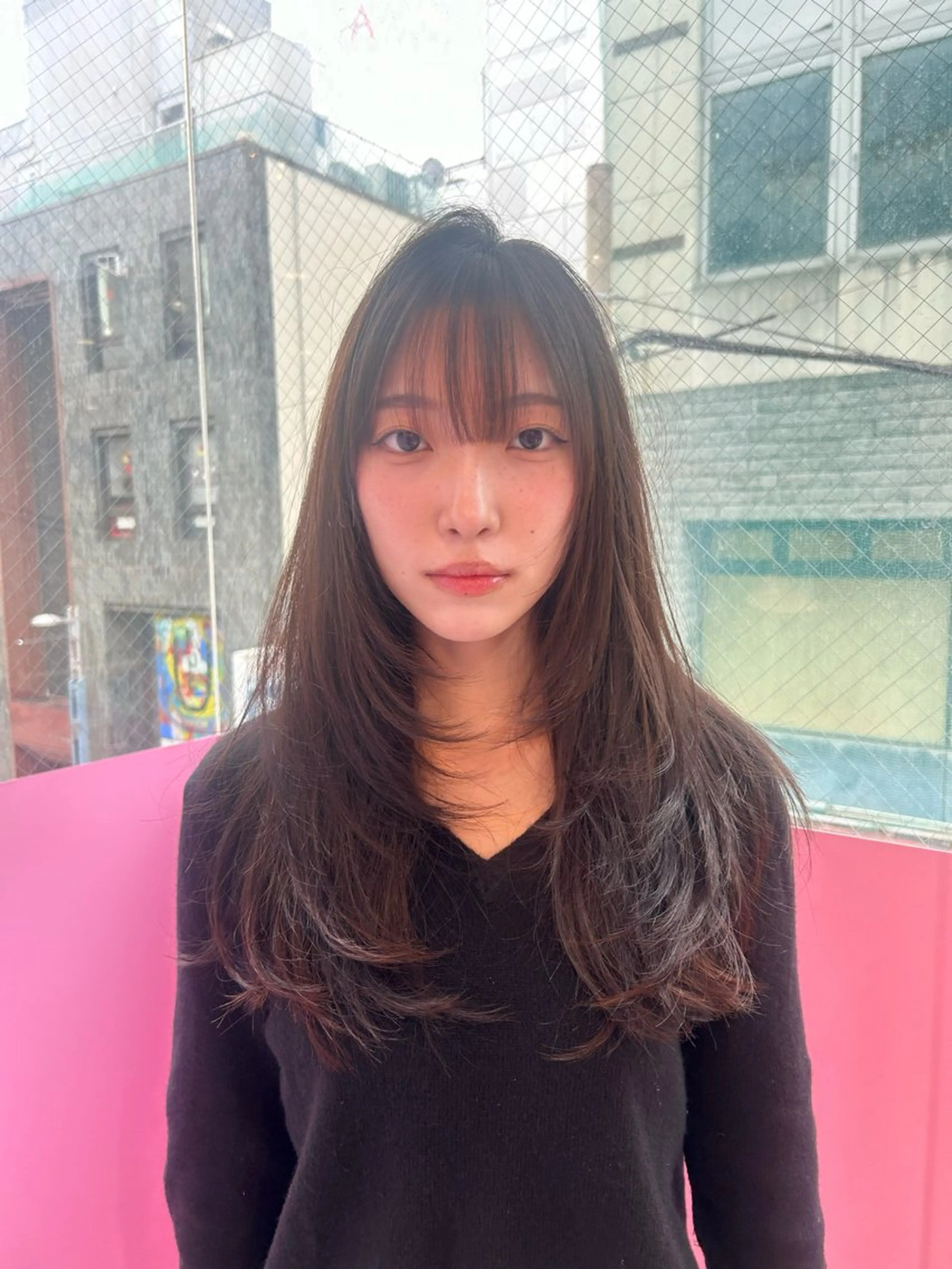 セミロング 韓国風ヘア レイヤーカット トリートメント 植田 彩加のヘアスタイル