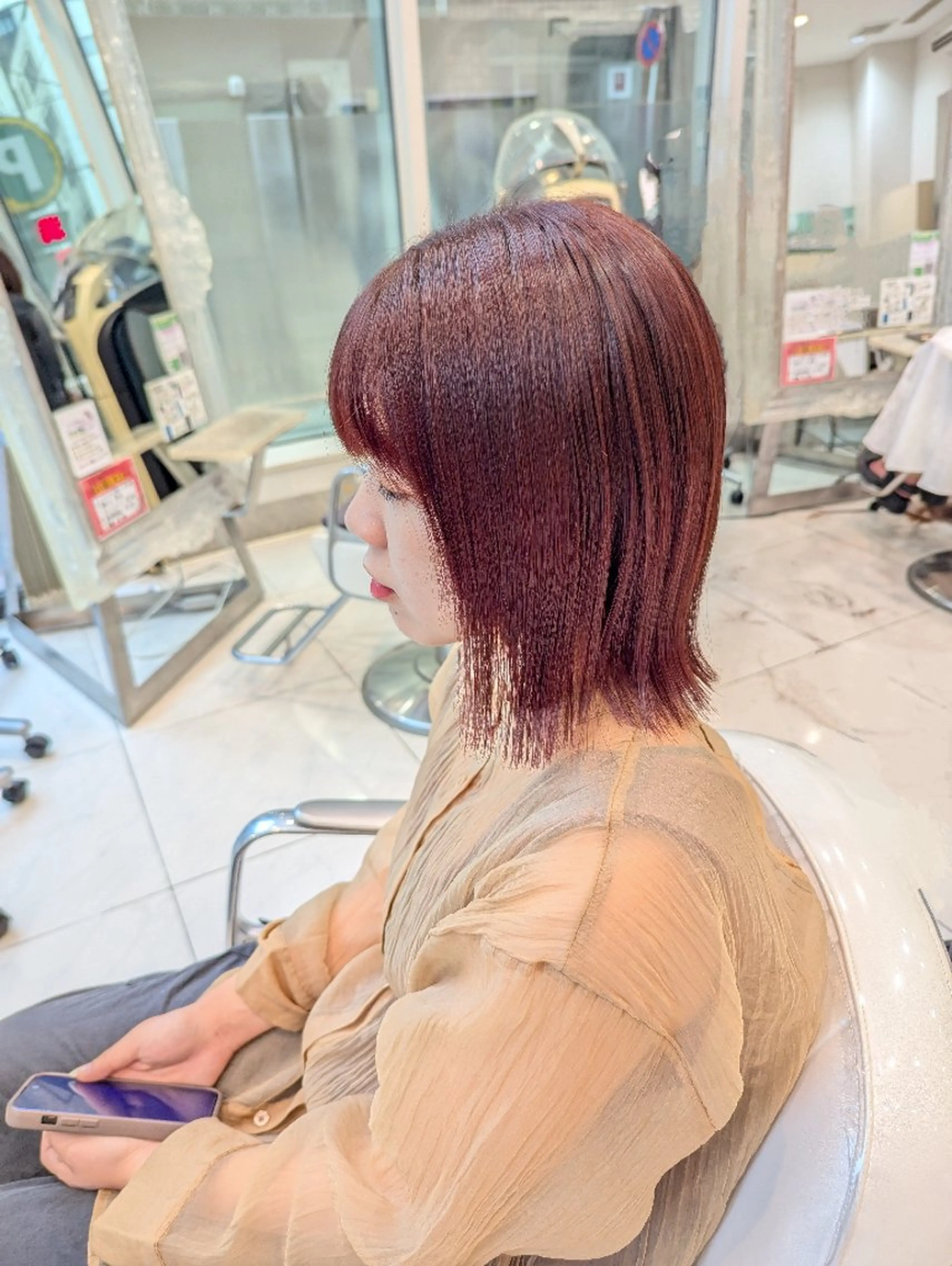 カラー ミディアム ダブルカラー カット パーマ 髪質改善 カミムラのヘアスタイル