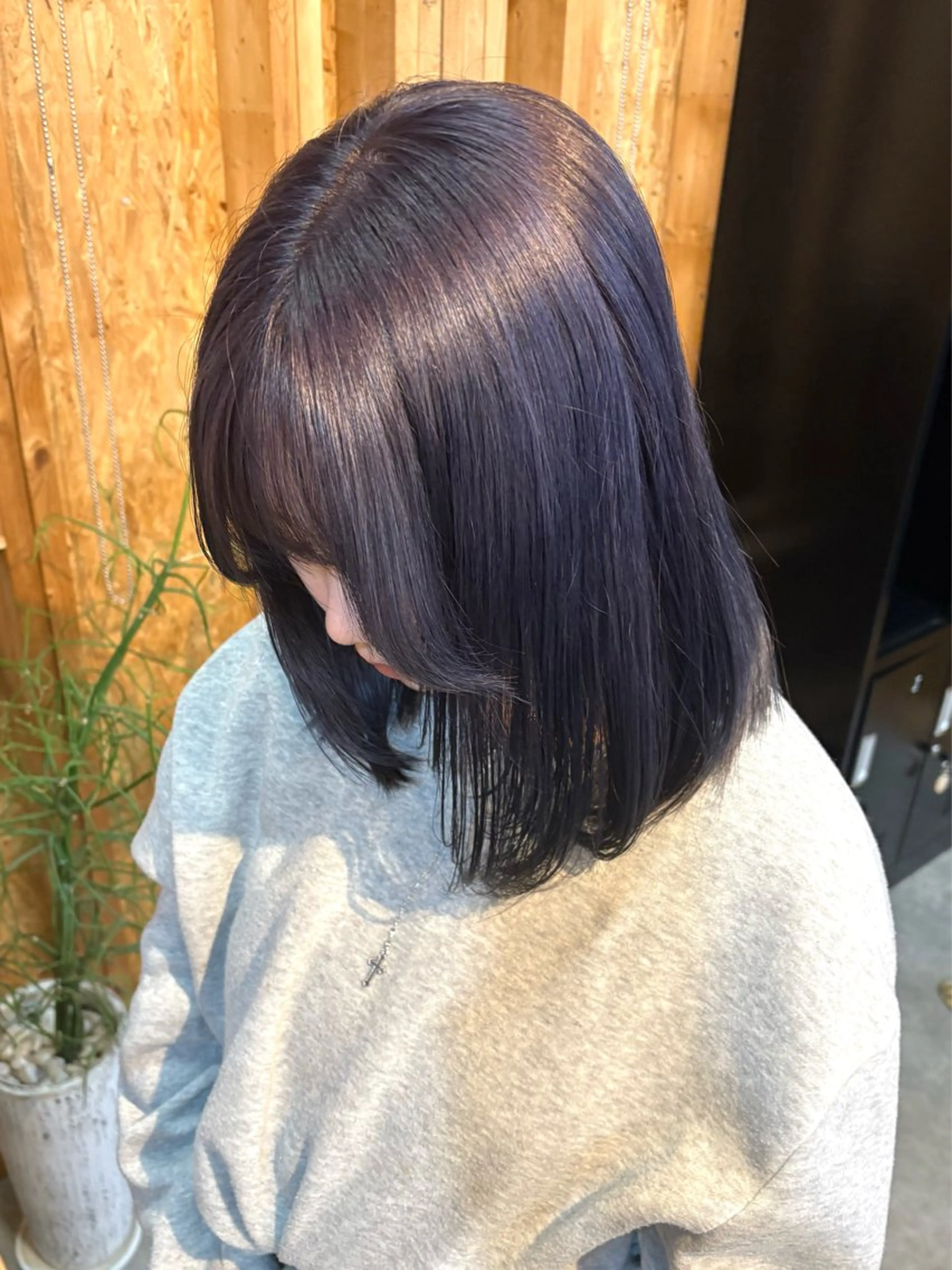 カラー ラベンダーカラー ヘアカラー トリートメント まろみ暖色×ボブ ×chia🕯のヘアスタイル