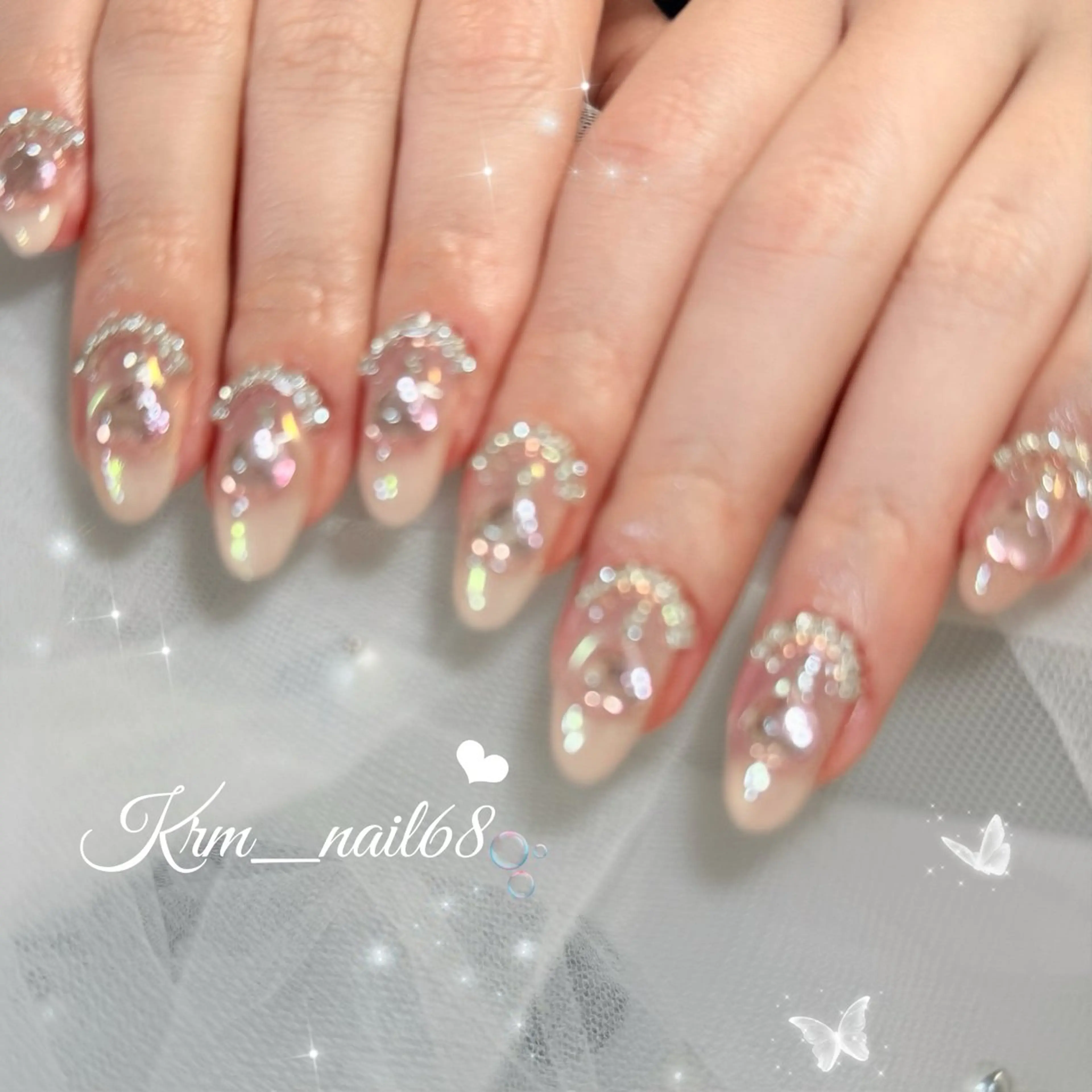 ネイル オーロラネイル ハート ハンドネイル Karen 新宿のネイルデザイン