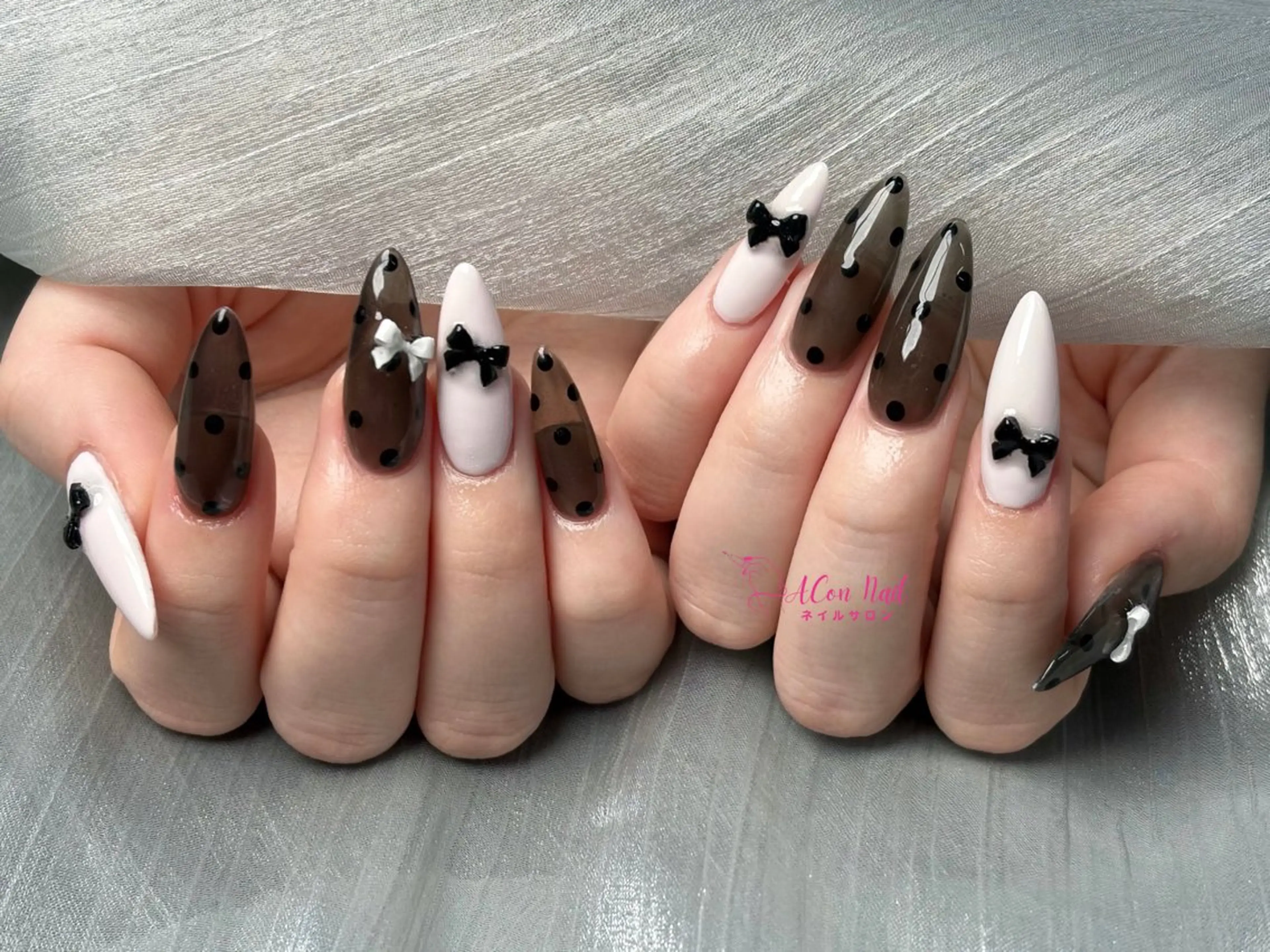 ネイル 桜ネイル 長さ出し フラワーネイル フレンチネイル ジェルネイル ハンドネイル ACon NailSalonのネイルデザイン