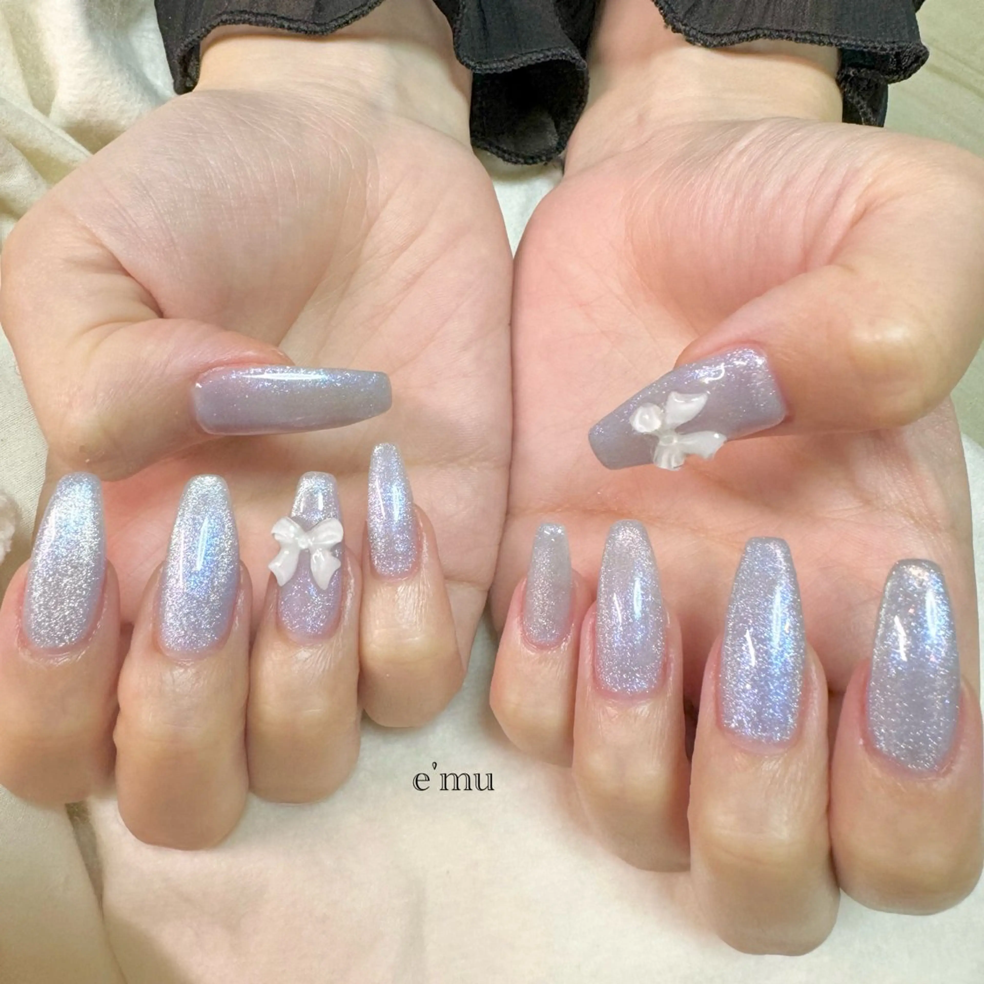 ネイル マグネットネイル リボン ハンドネイル nail salon e'mu💐のネイルデザイン
