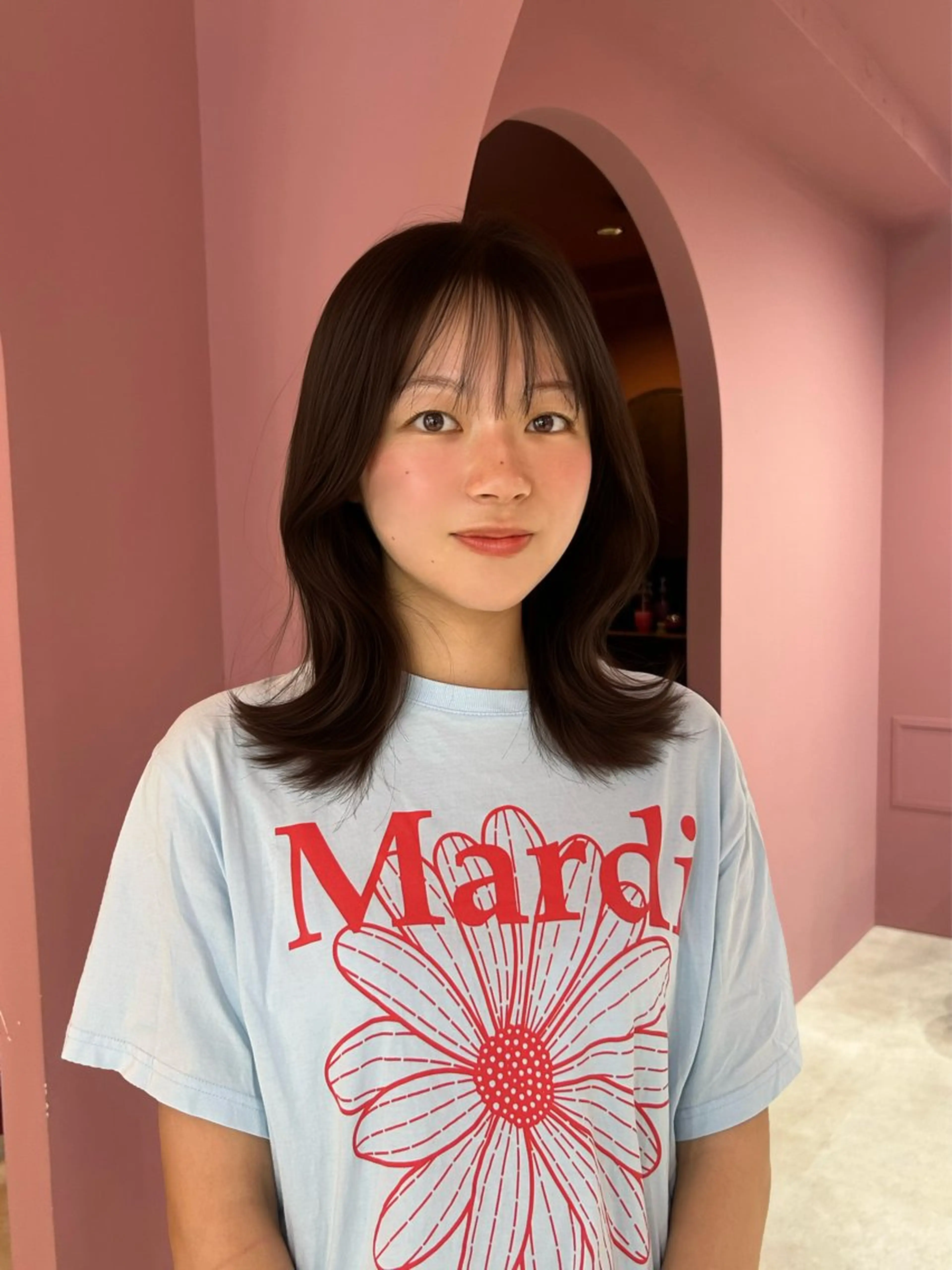 ミディアム カット ヘアカラー 透明感カラー♡ 原宿美容室¦Rinaのヘアスタイル