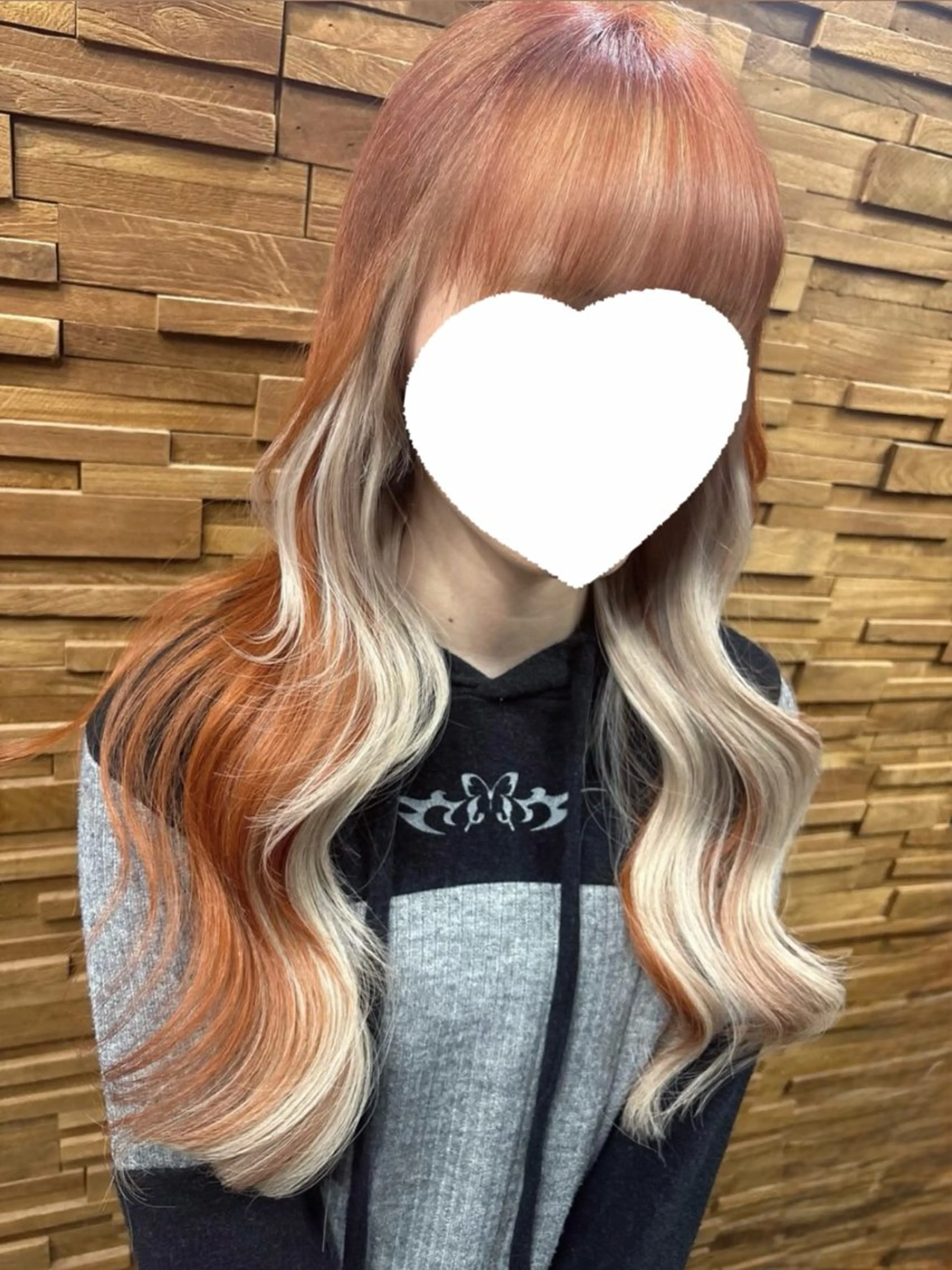 ロング カラー ブリーチ インナーカラー オレンジ エクステ カット ヘアカラー トリートメント エクステ 横浜/あゆみ/ エクステ特化のヘアスタイル