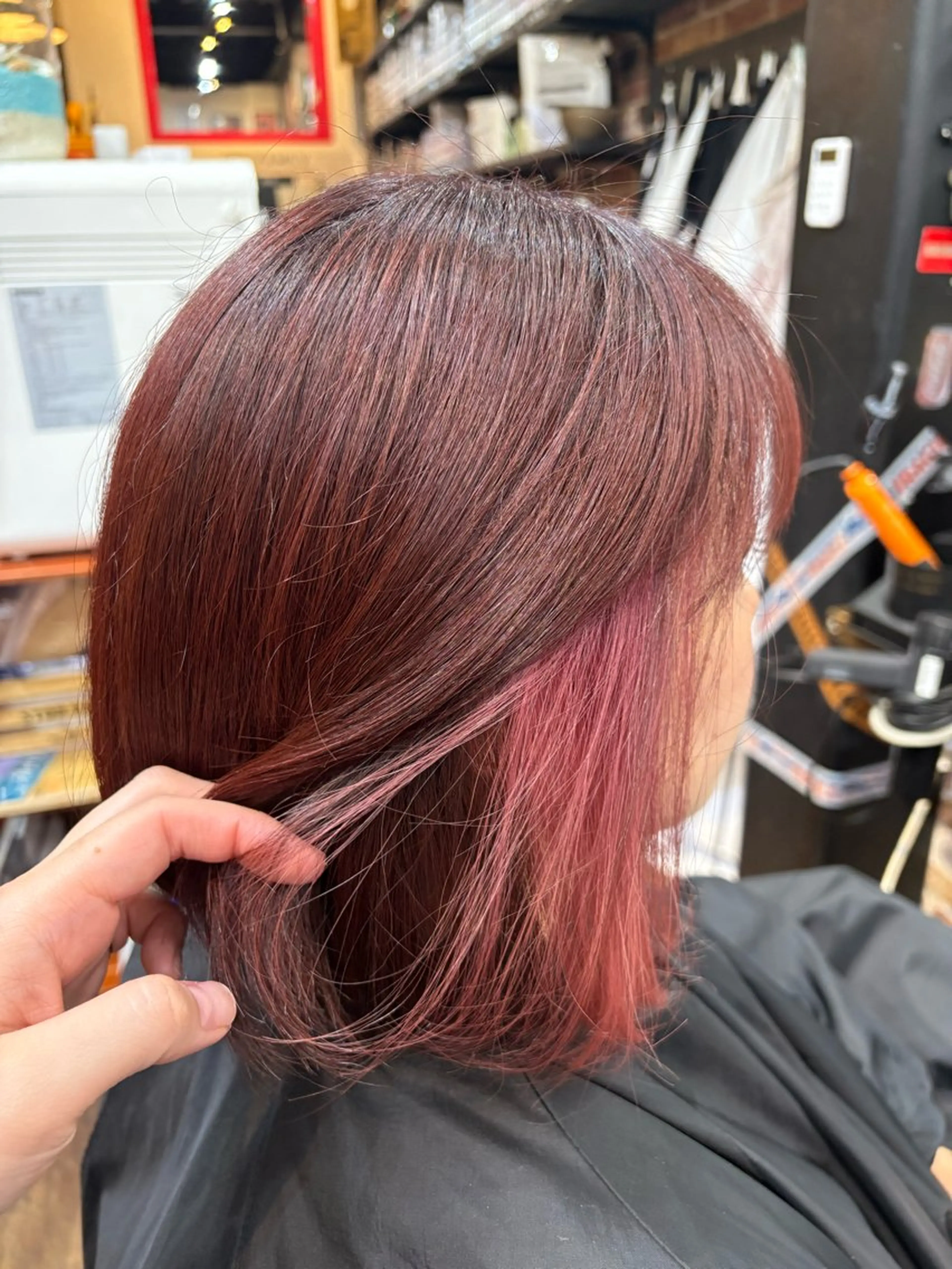 ミディアム カラー アディクシーカラー ブリーチ インナーカラー ピンクカラー トリートメント 🌴 NALUスタイ リストおKIKU🏄のヘアスタイル