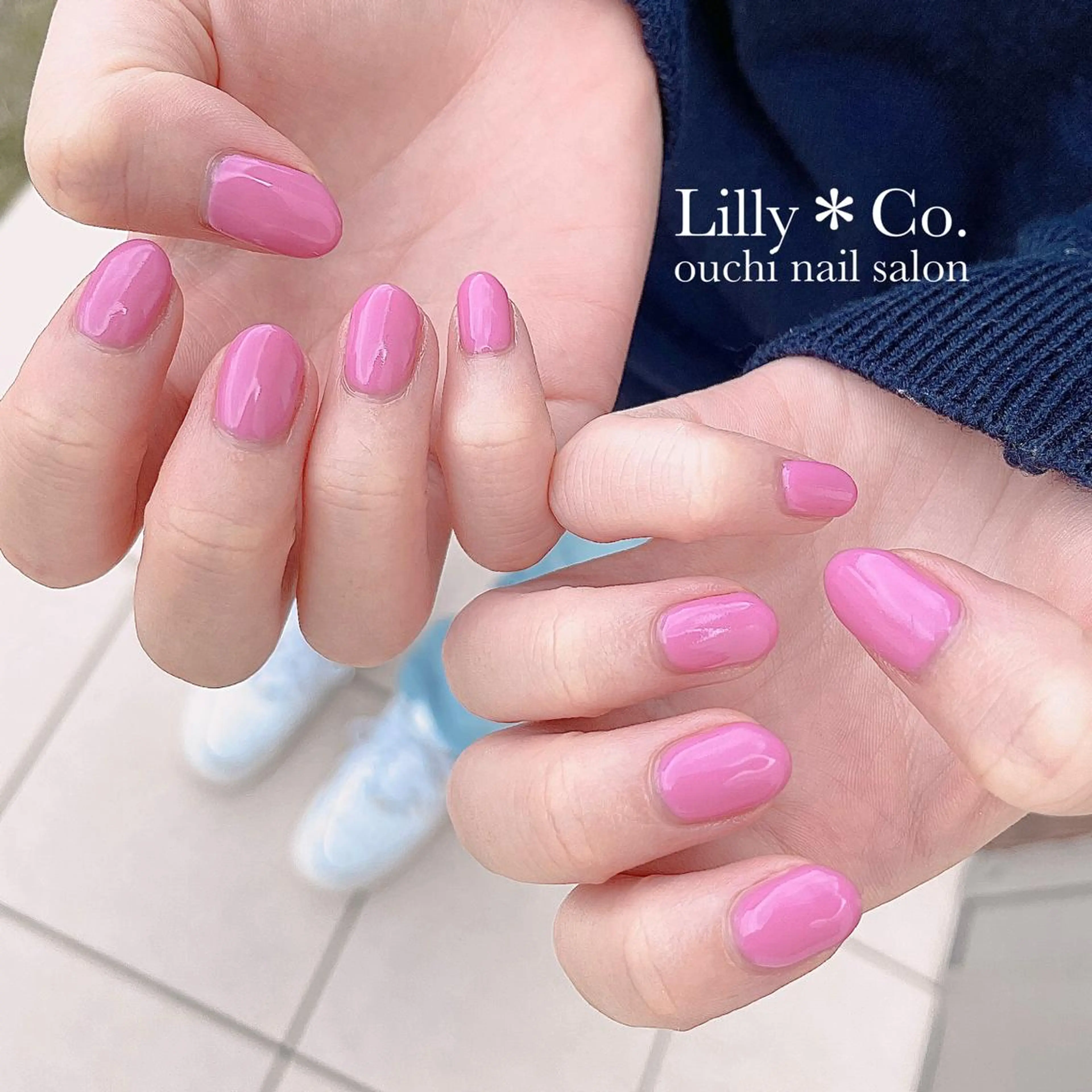 ネイル ピンク ハンドネイル ハンドケア Lilly Co.のネイルデザイン