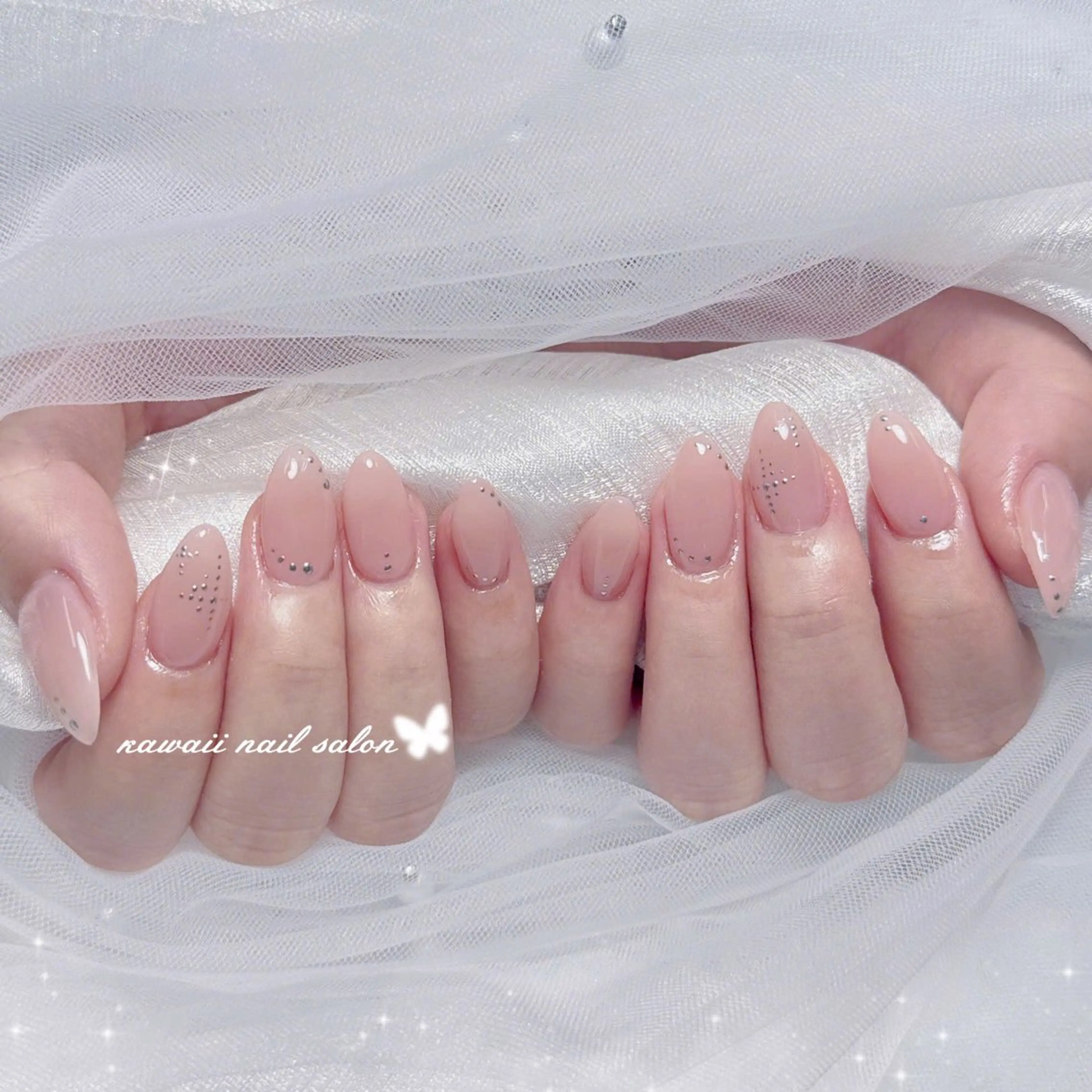 ネイル チークネイル ドット フレンチネイル 韓国ネイル レース Kawaii Nail Salonのネイルデザイン